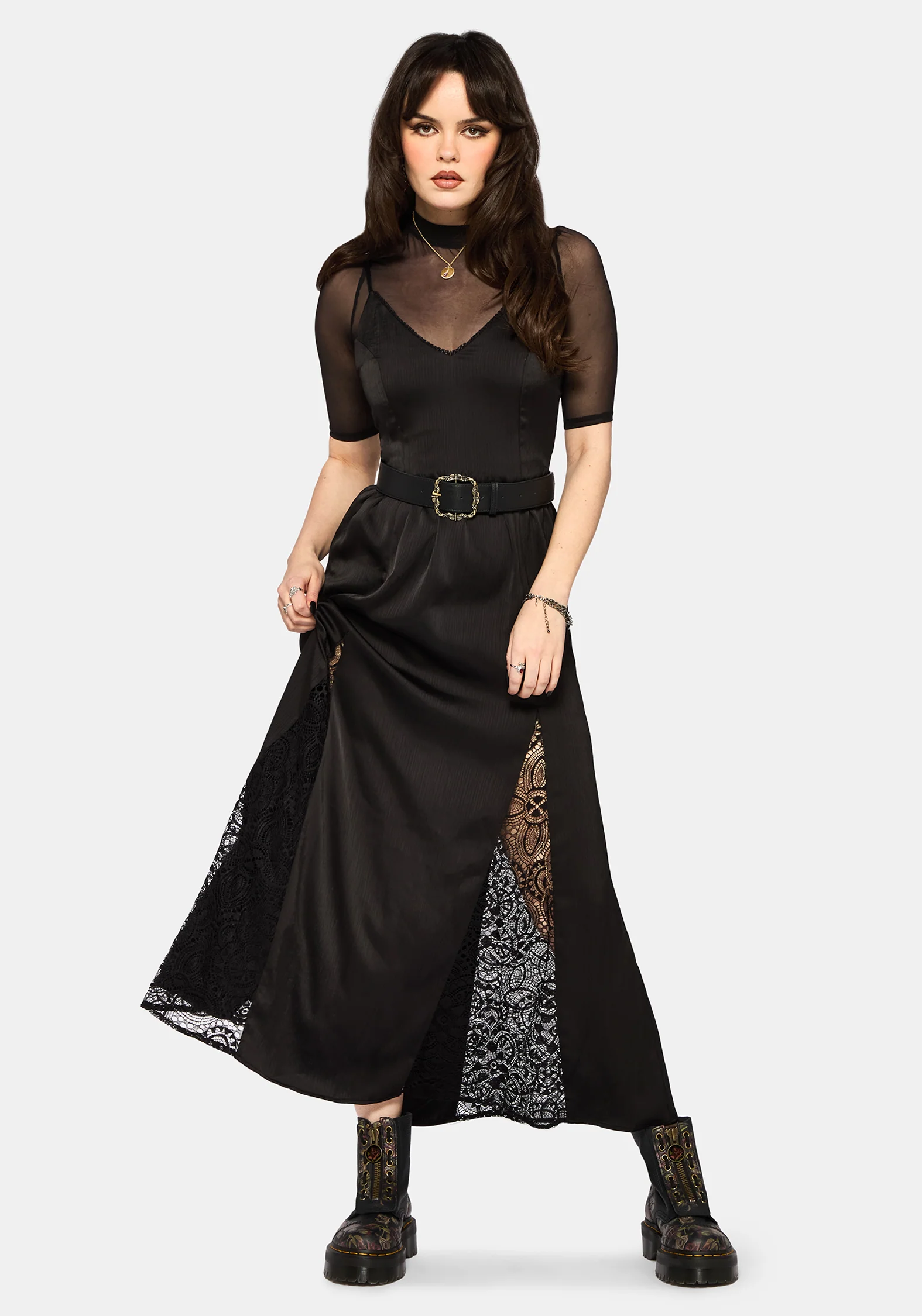 Nite Lace Godet Cami Maxi Dress - Image 4