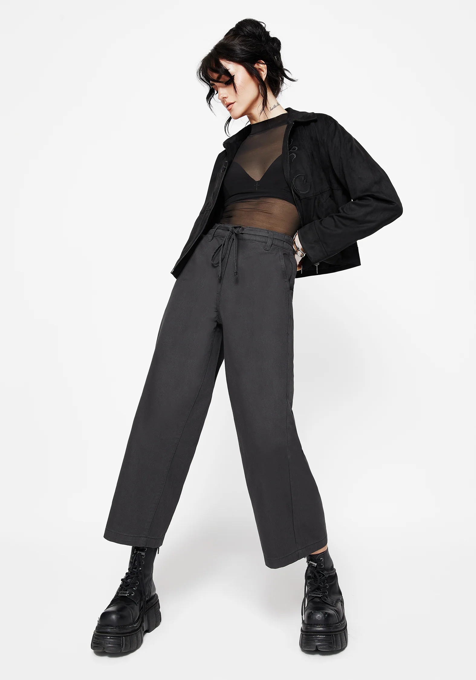 Octavia Tie Waist Snake Trim Wide Leg Trouser - Image 6