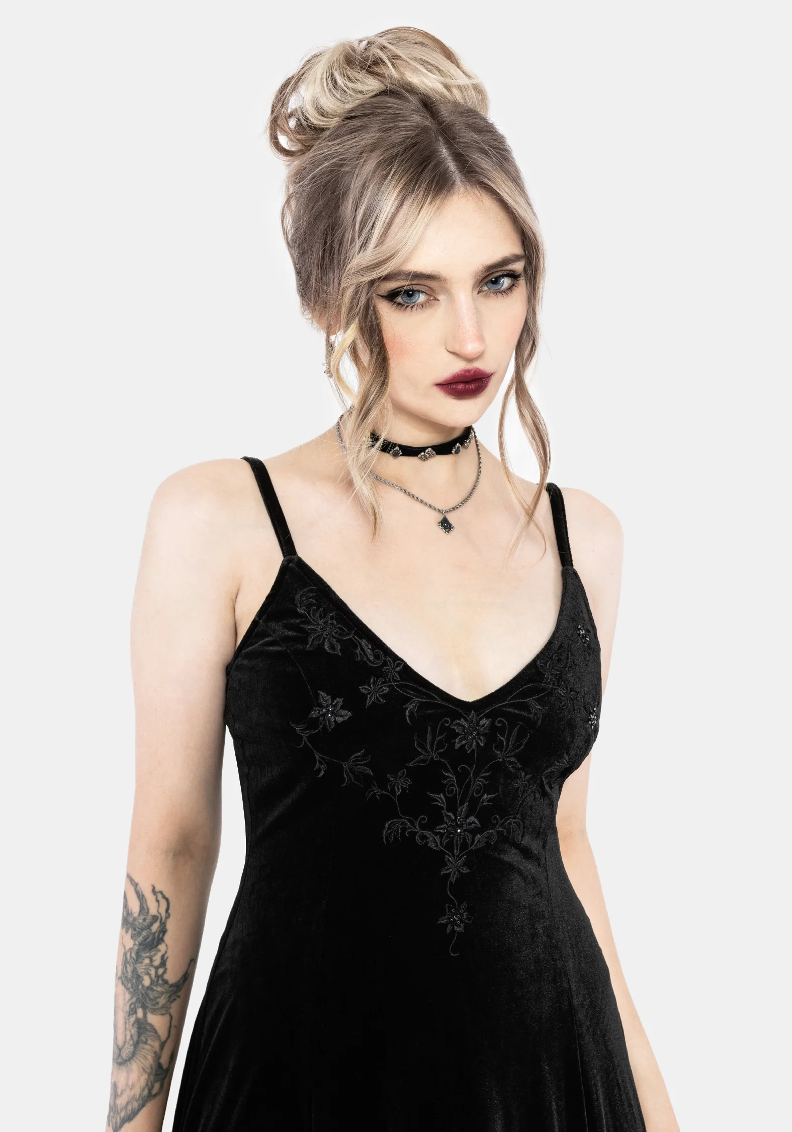 Opia Cami Beaded Embroidered Velour Midaxi Dress - Image 5