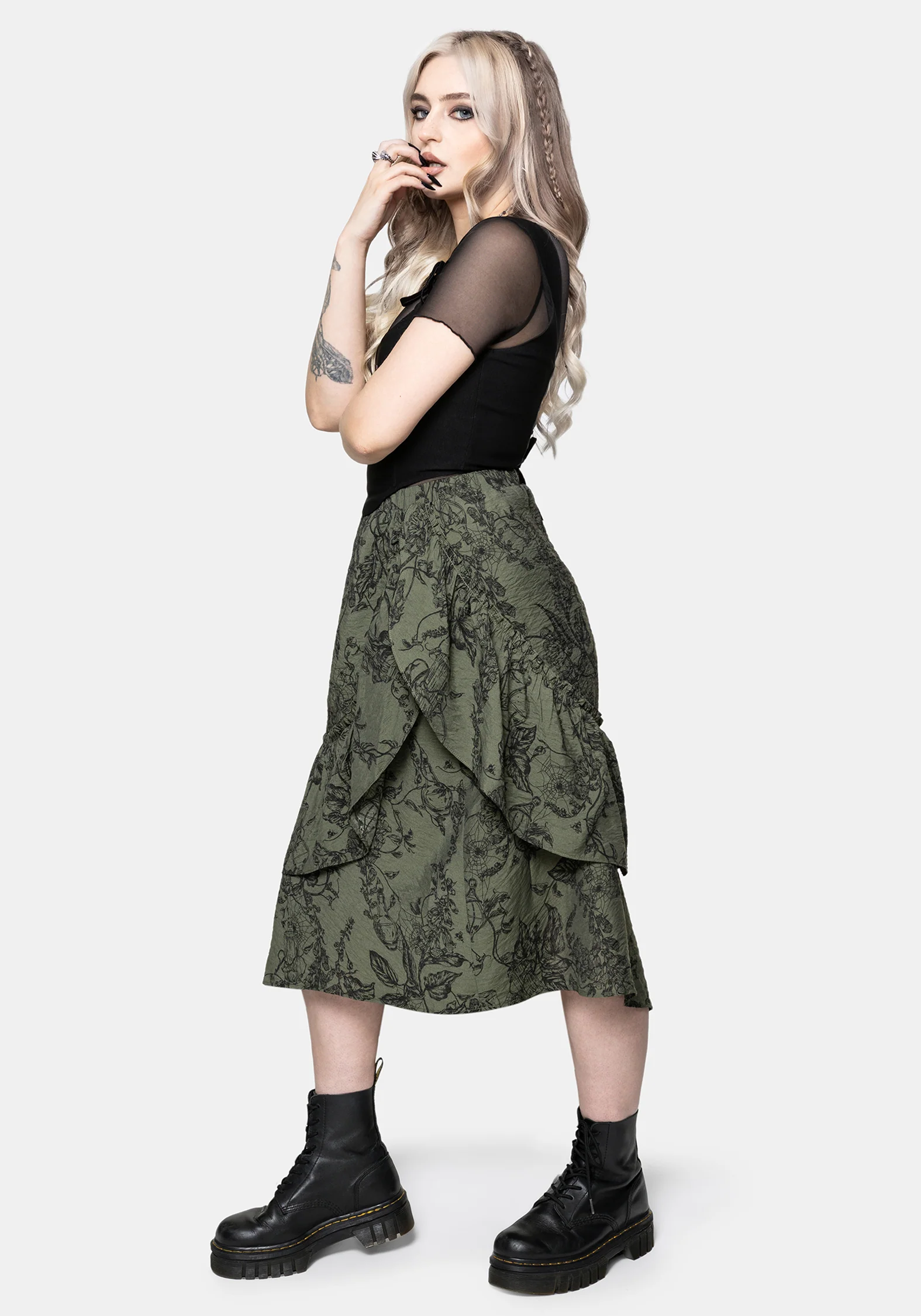 Orla Foxglove Potion Ruffle Midi Skirt - Image 2
