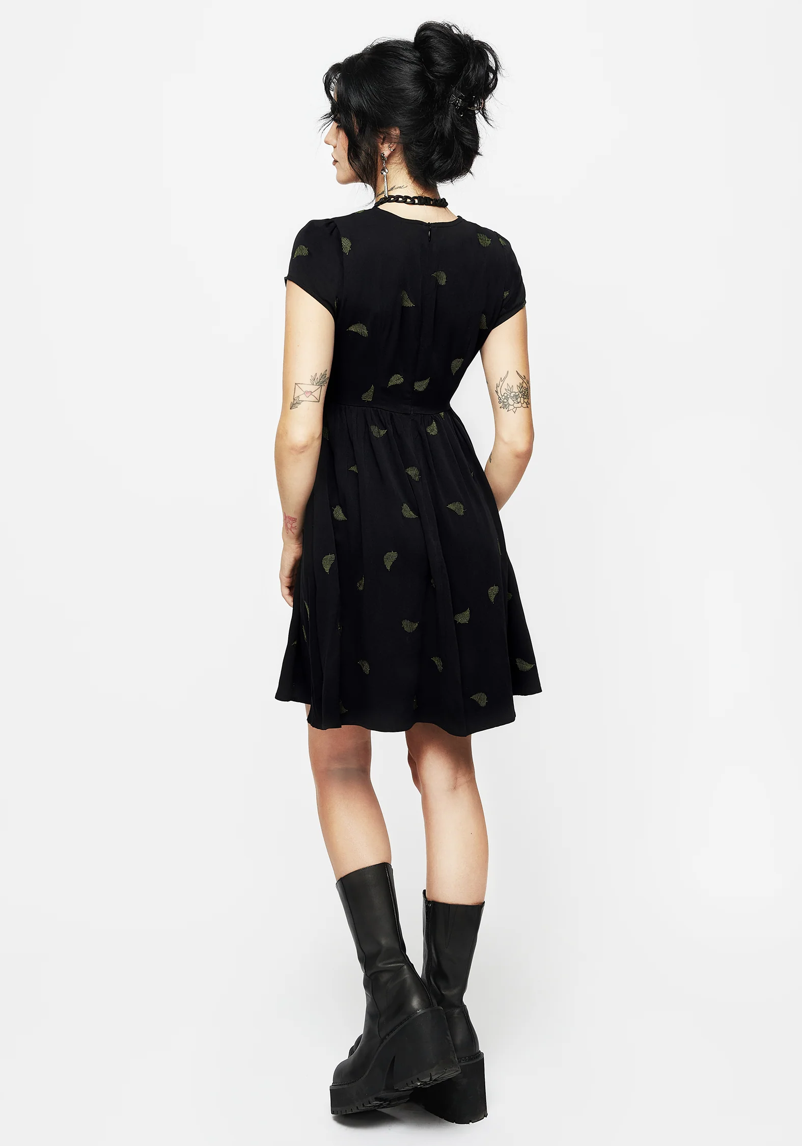 Osmunda Fern Embroidered Mini Skater Dress - Image 3