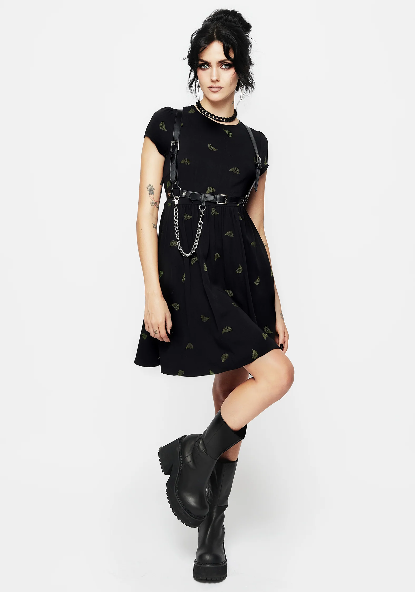 Osmunda Fern Embroidered Mini Skater Dress - Image 4