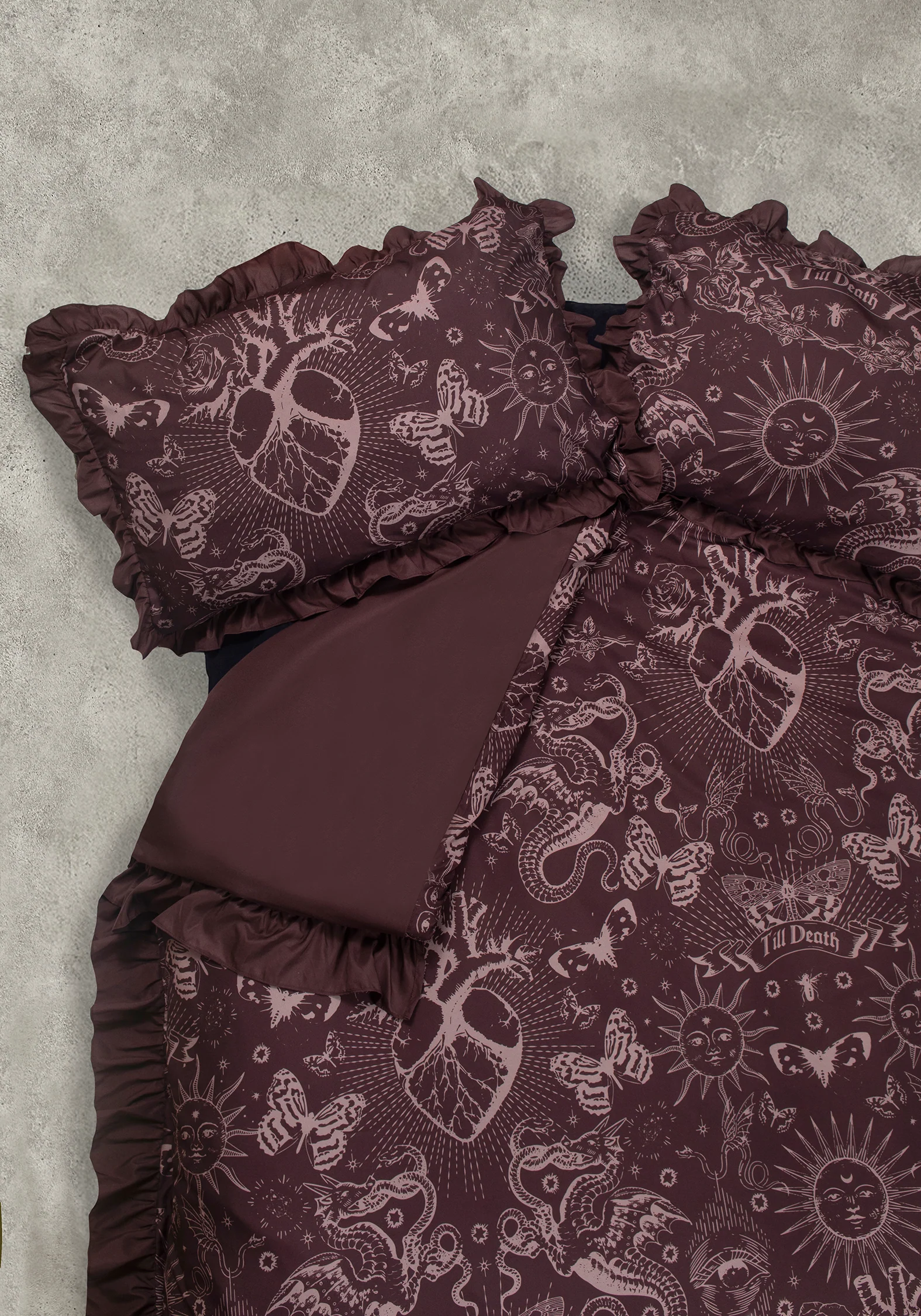 Paramour Frilled Edge Tattoo Print Bedding Set (UK Double) - Image 2