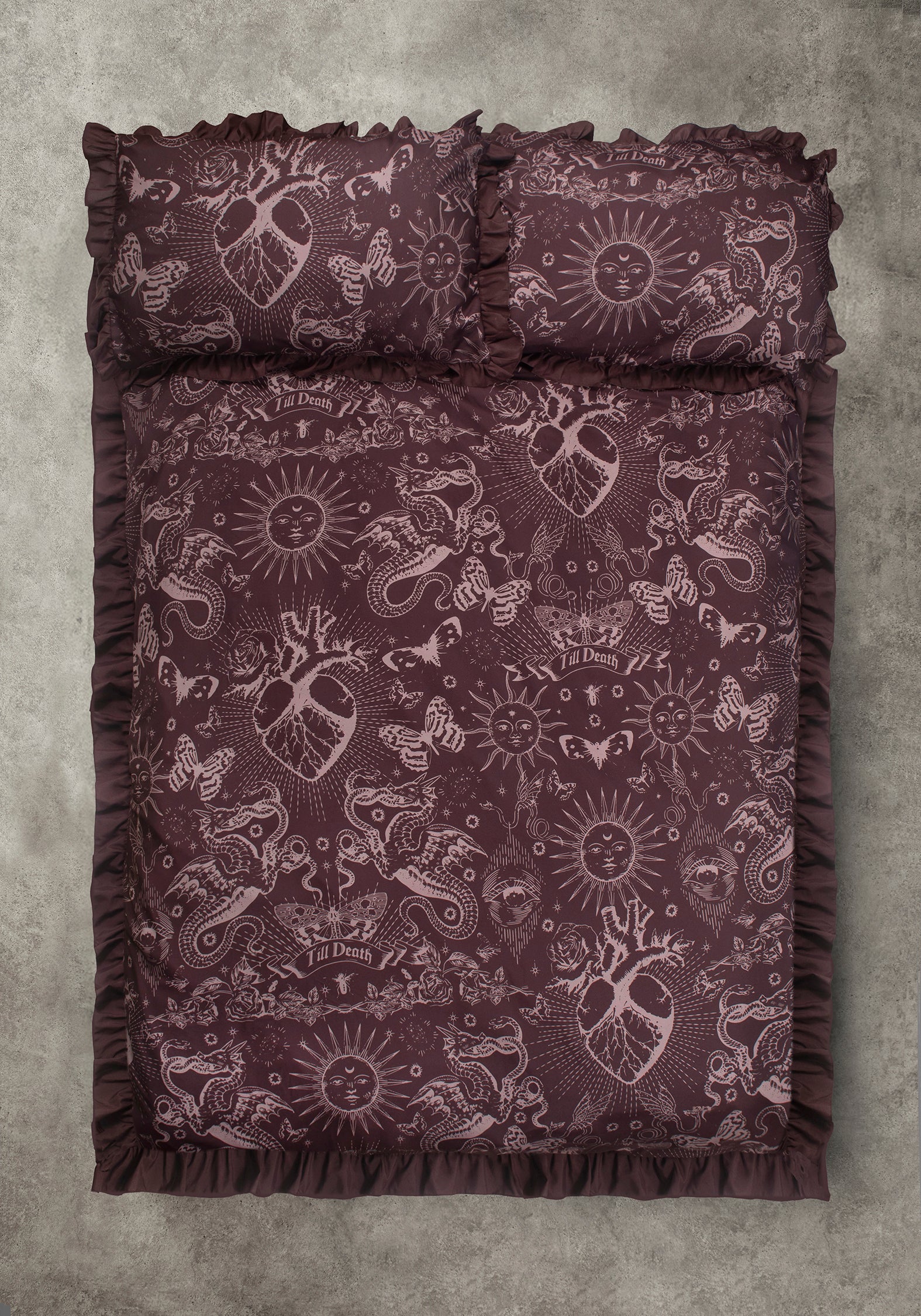 Paramour Frilled Edge Tattoo Print Bedding Set (UK Double) - Image 3