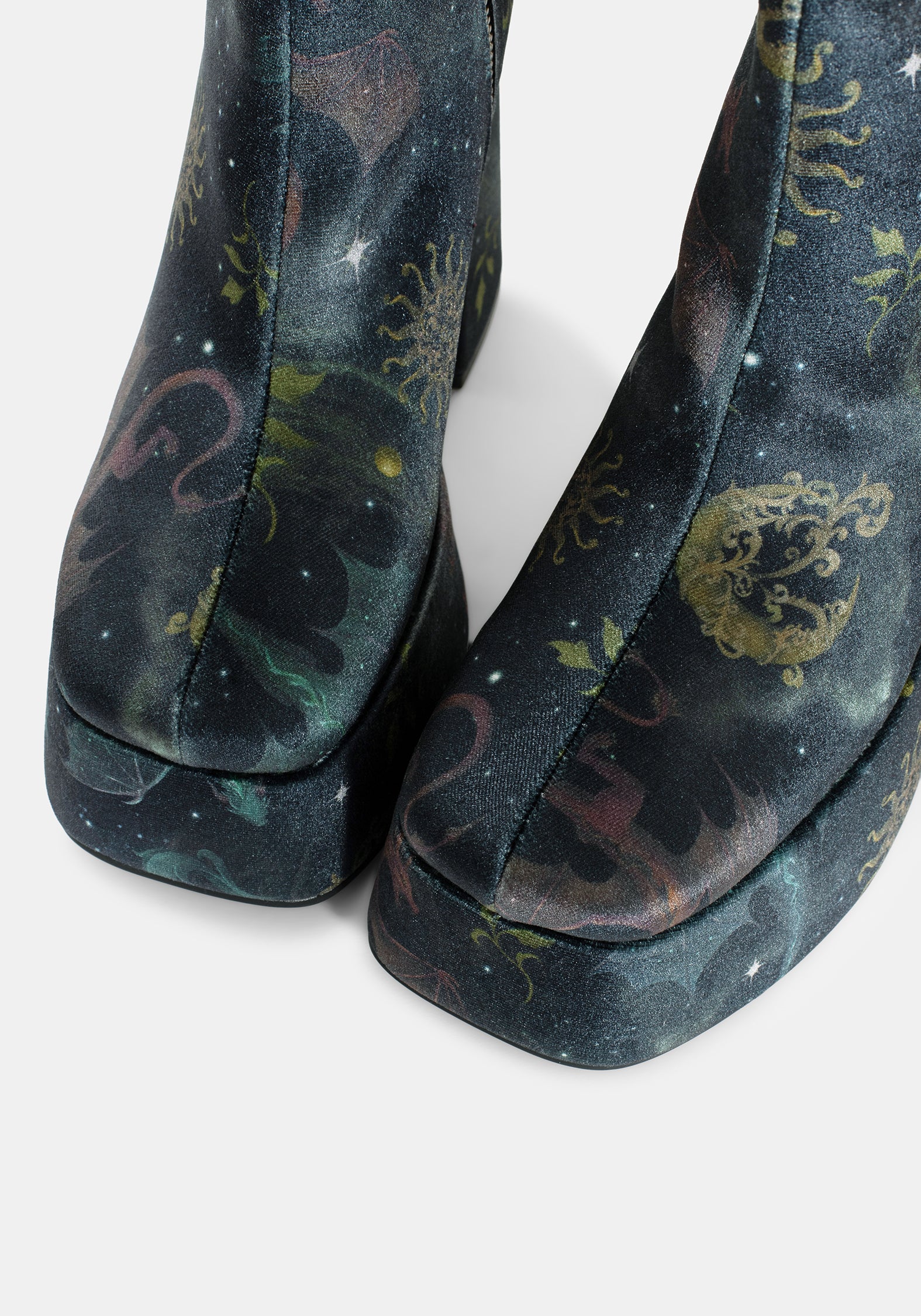 Phoenix Dragon Velvet Platform Boots - Image 2