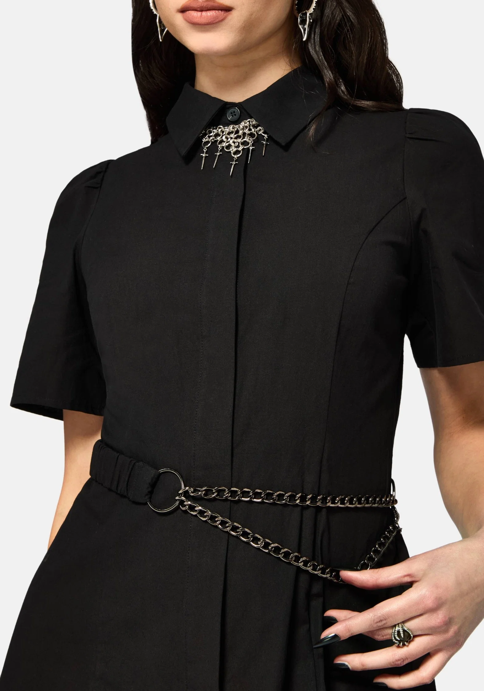 Phonoi Chain Belted Button Up Midaxi Dress - Image 2