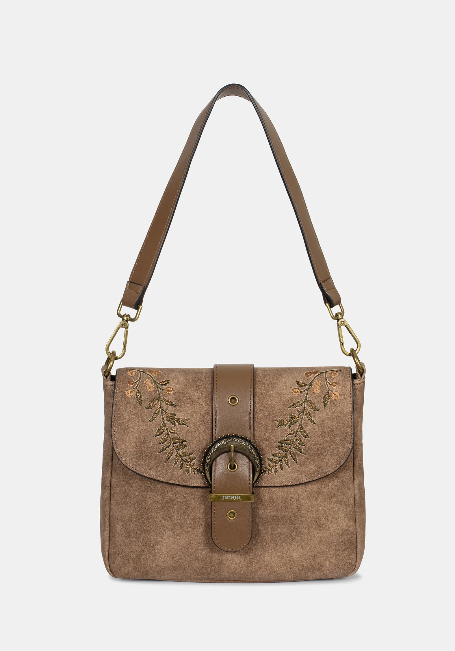 Physis Faux Suede Fern Embroidered Shoulder Bag - Image 7
