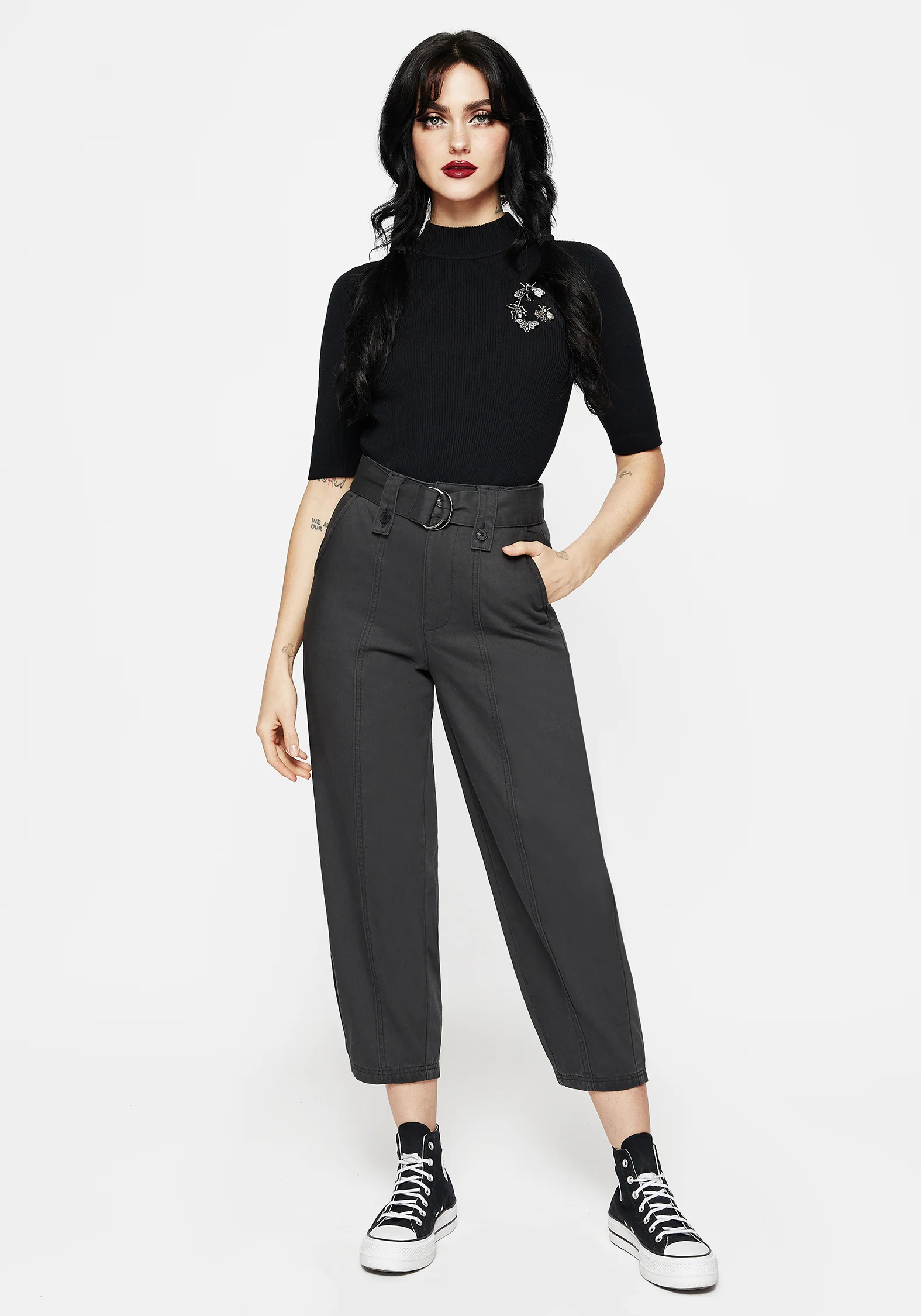 Pinhead Embroidered Belted Balloon Leg Trousers - Image 7