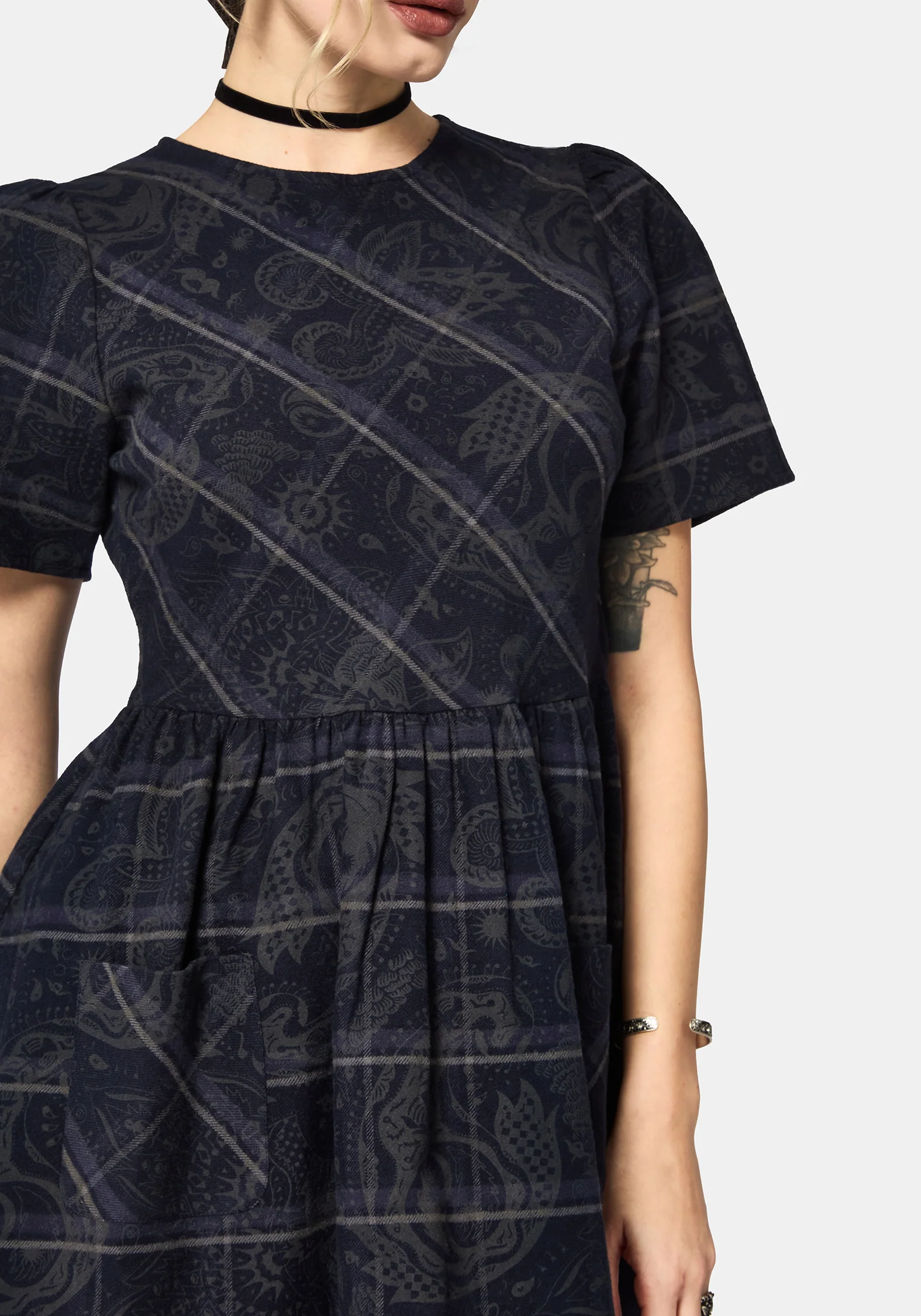 Plaith Blue Check Mini Smock Dress - Image 2