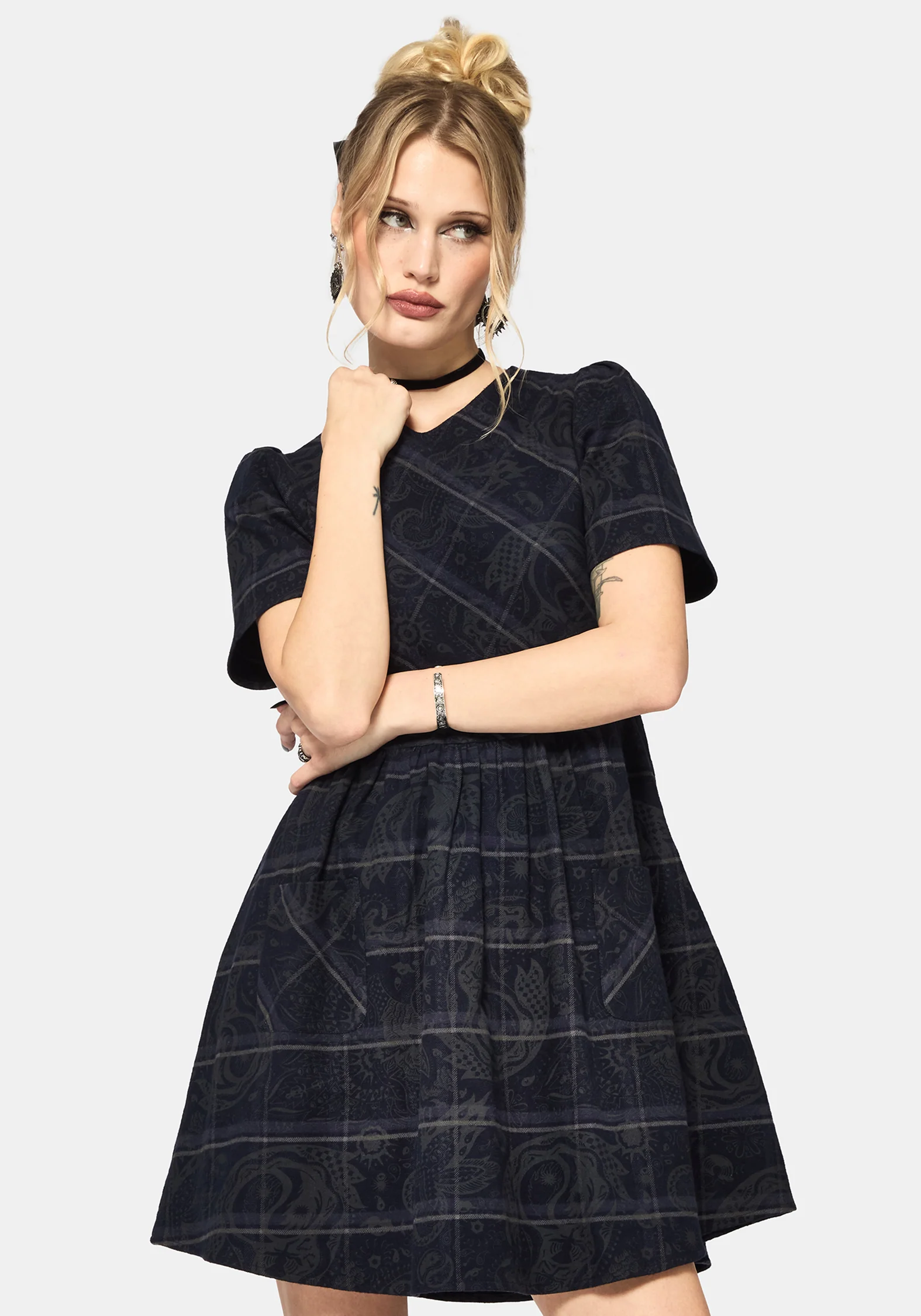 Plaith Blue Check Mini Smock Dress - Image 6