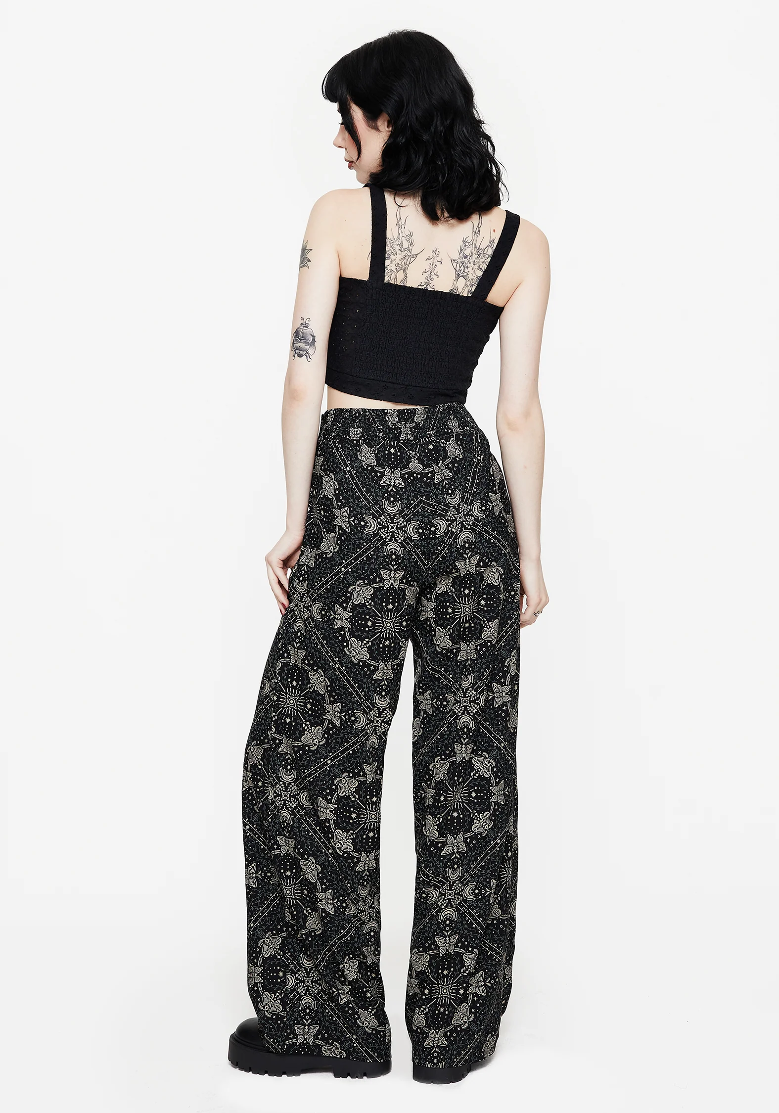 Poem Moth Print Wide Leg Trousers - Image 3