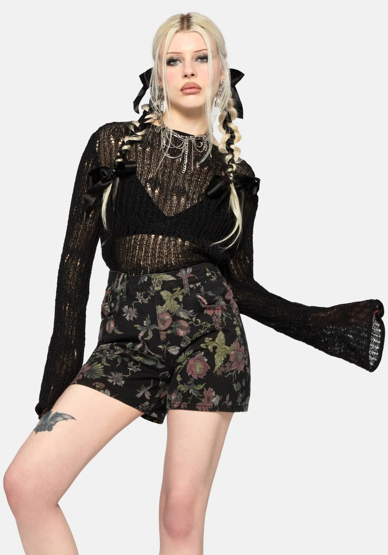 Poison Eden Print Denim Short - Image 4