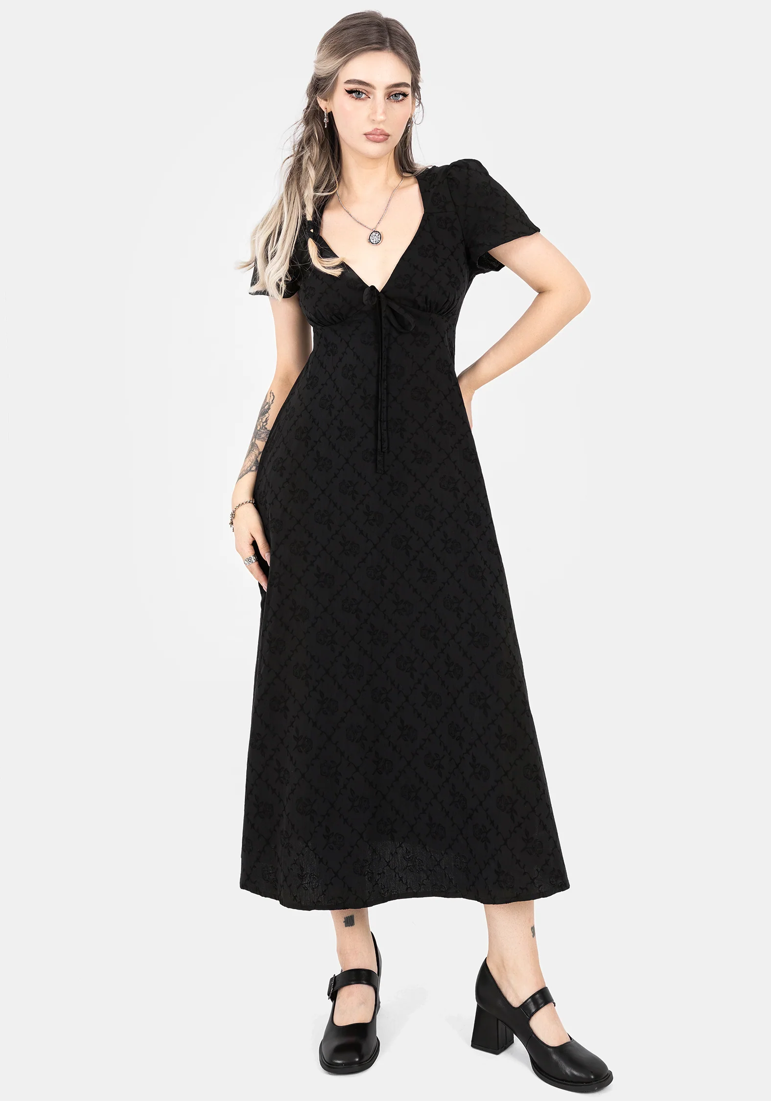 Polgara Floral Jacquard Midaxi Dress - Image 4
