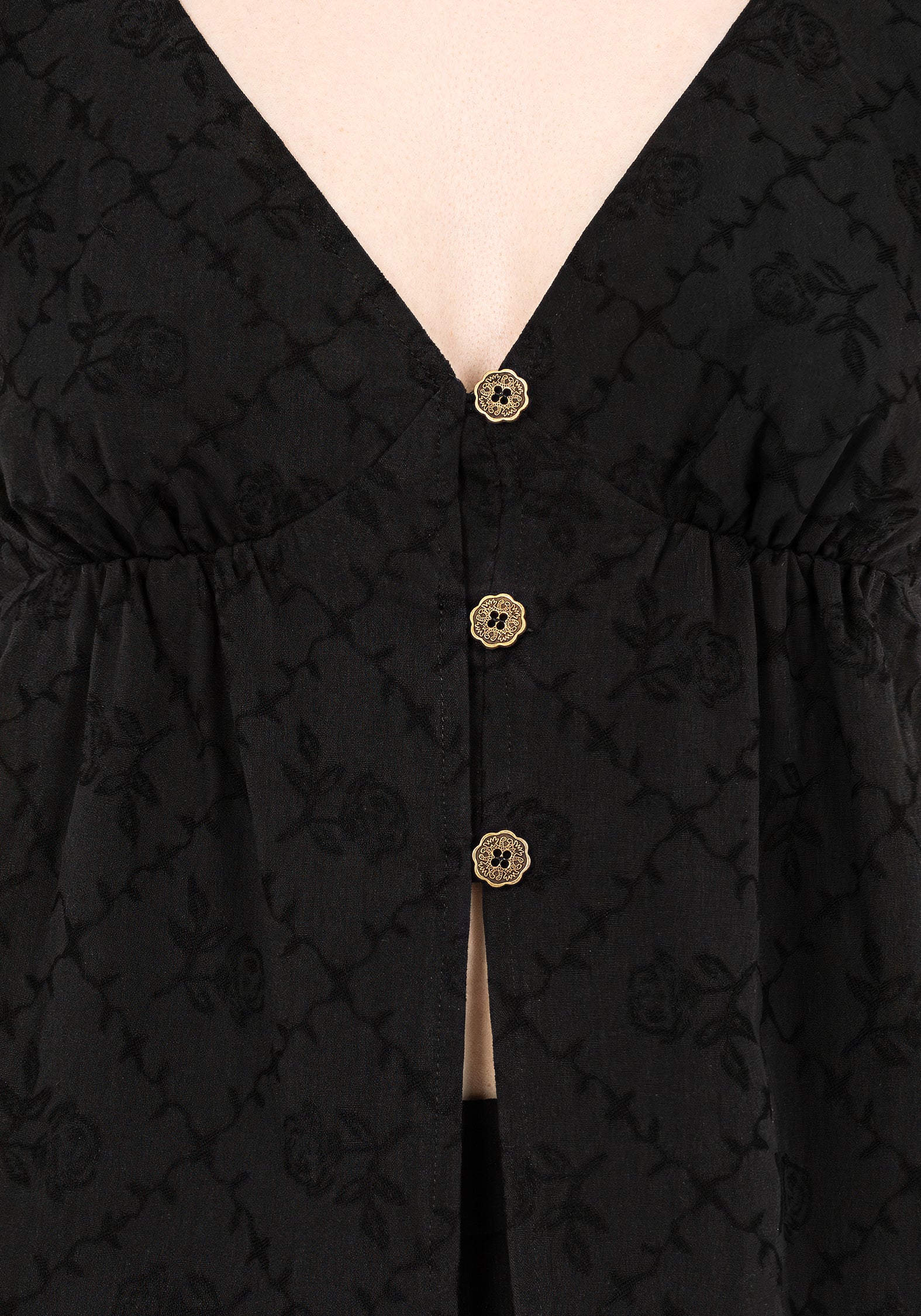 Polgara Floral Jacquard Peplum Top - Image 7