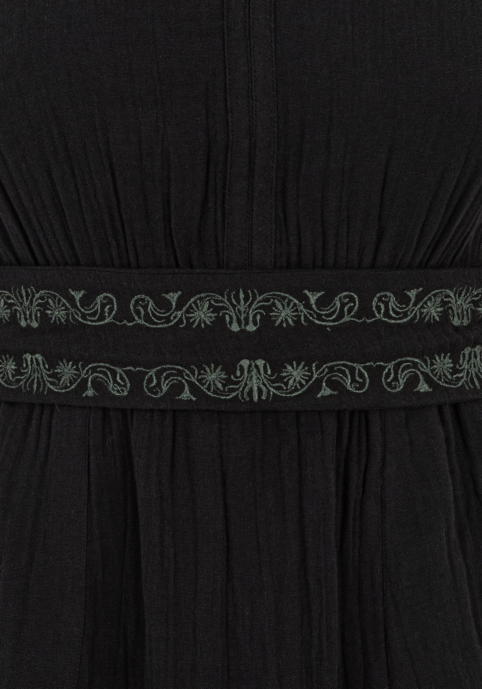 Poultice Embroidered Cotton Midi Dress - Black - Image 8