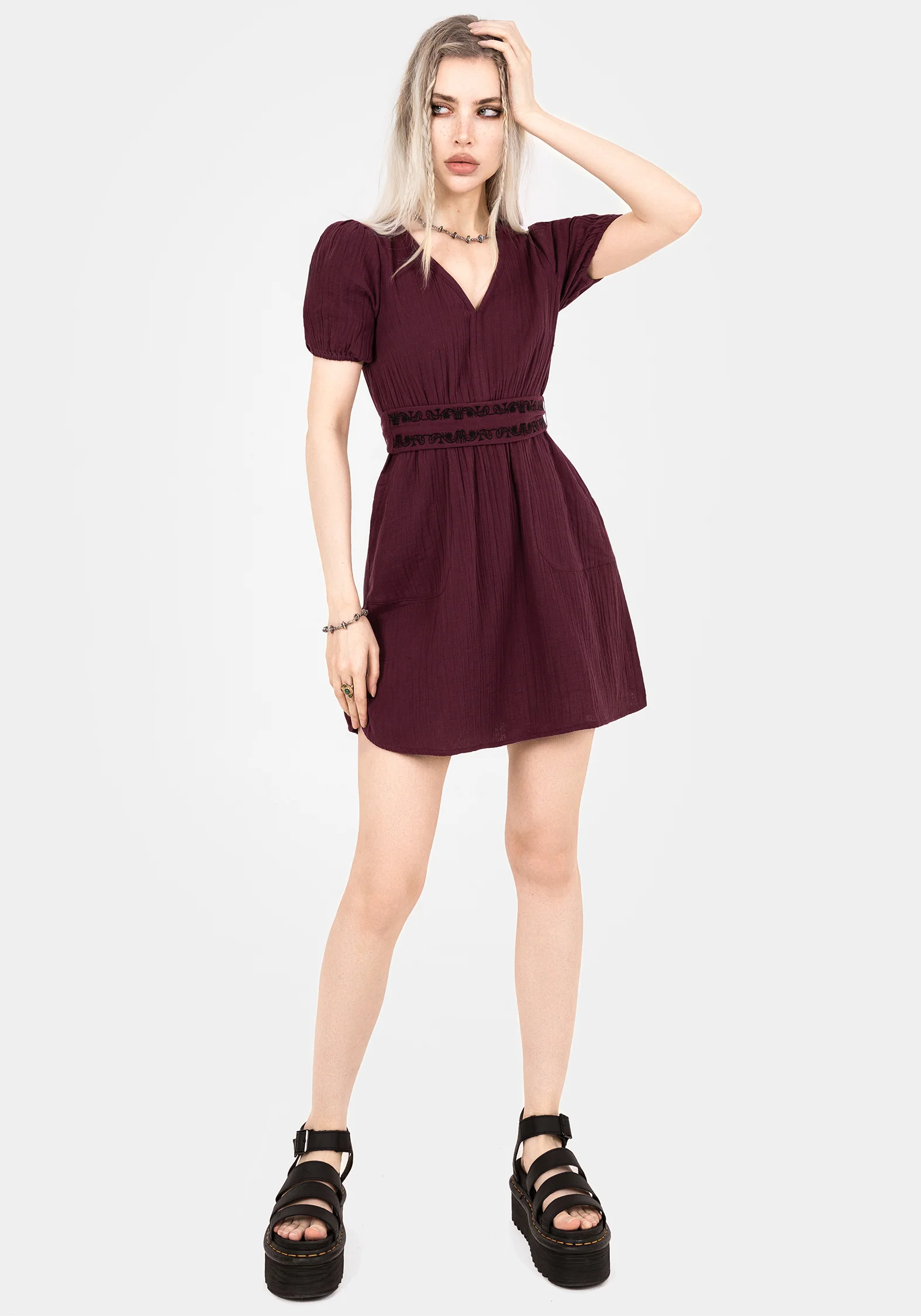 Poultice Embroidered Cotton Mini Dress - Image 6