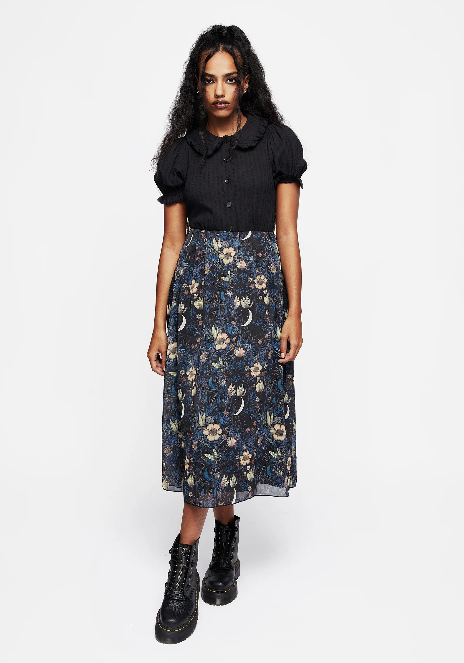 Primrose Floral Chiffon Midi Skirt - Image 3