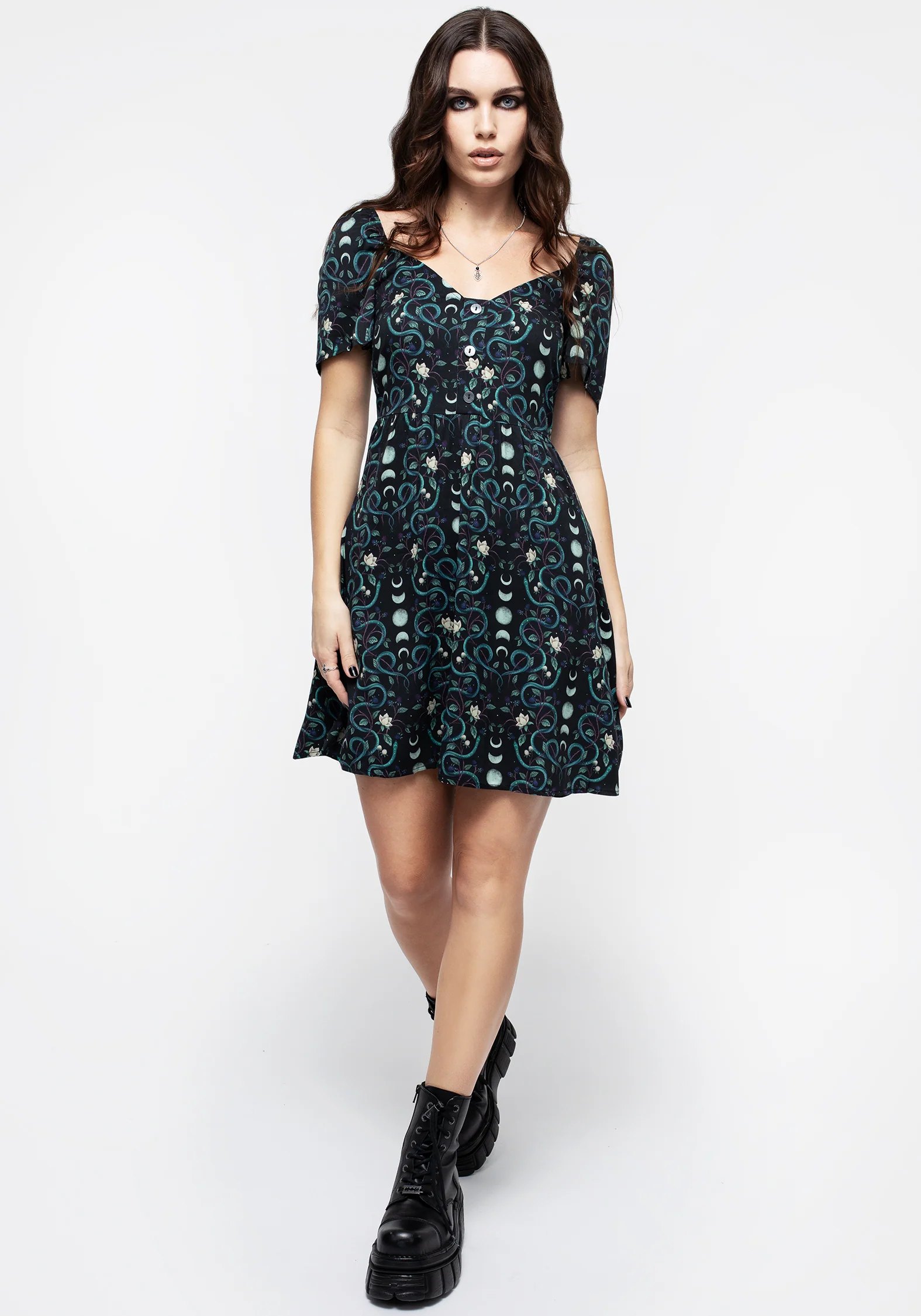 Pythia Print Button Front Mini Dress - Image 2