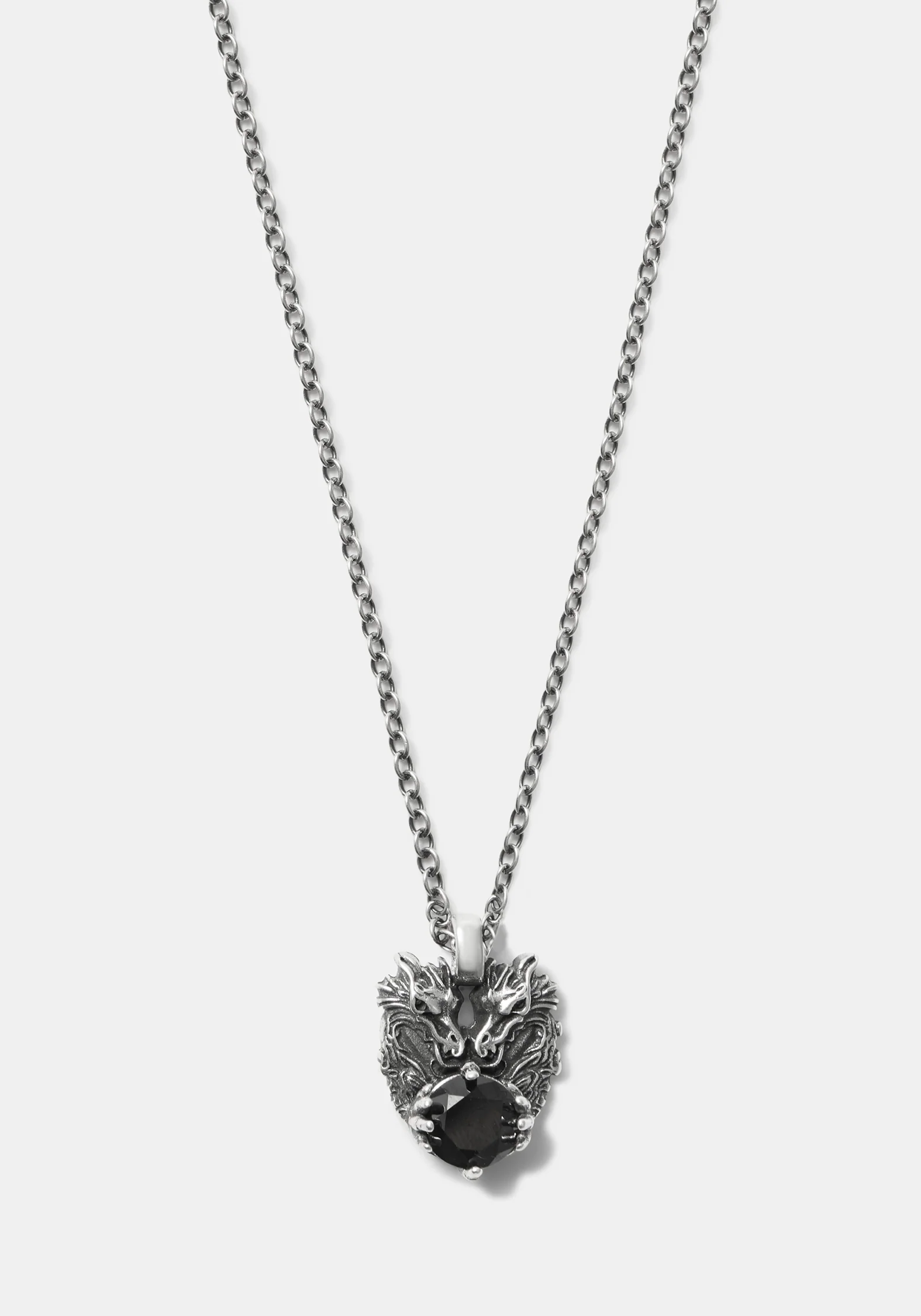 Querida Sterling Silver Black Spinel Dragon Pendant