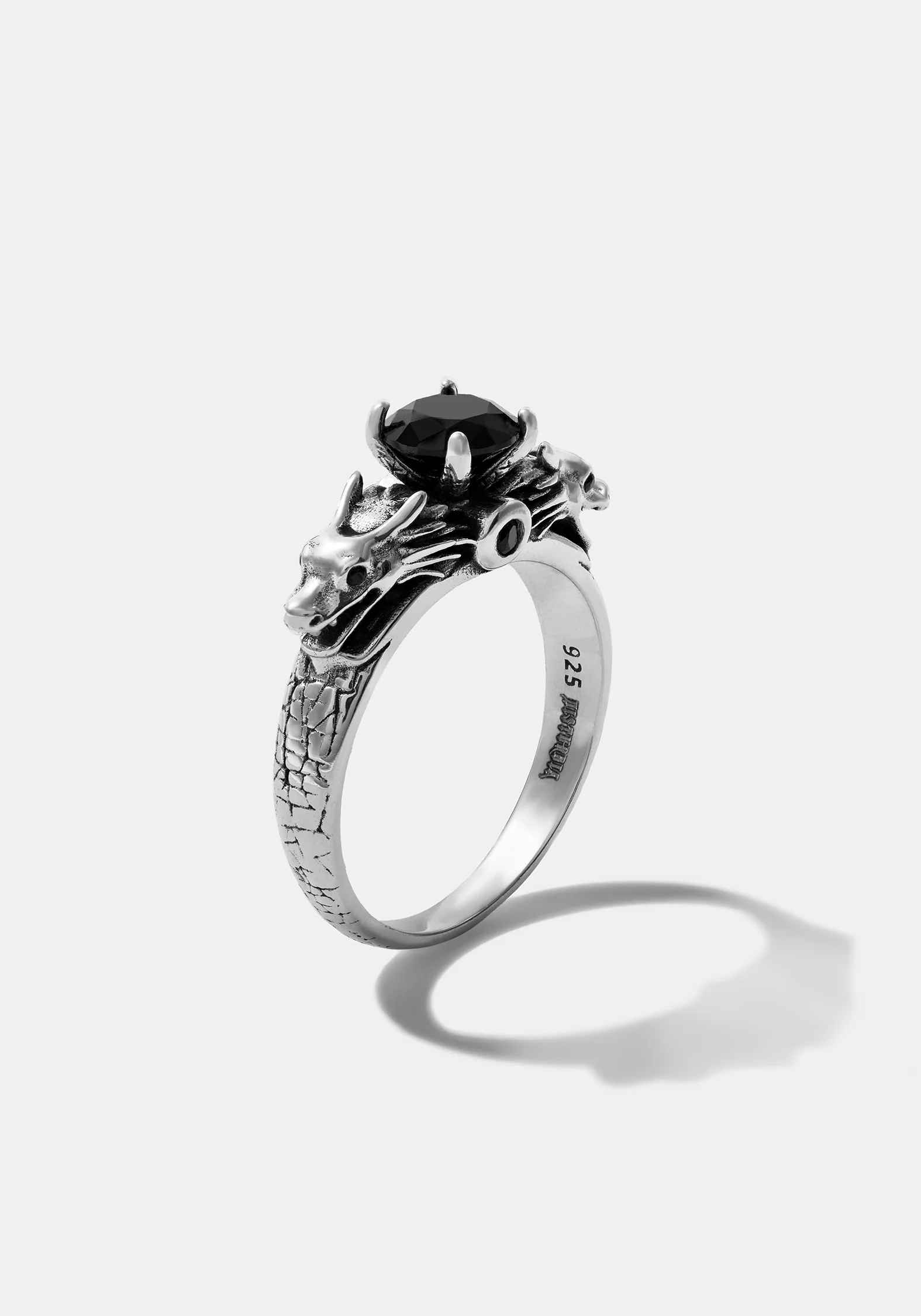 Querida Sterling Silver Black Spinel Dragon Ring