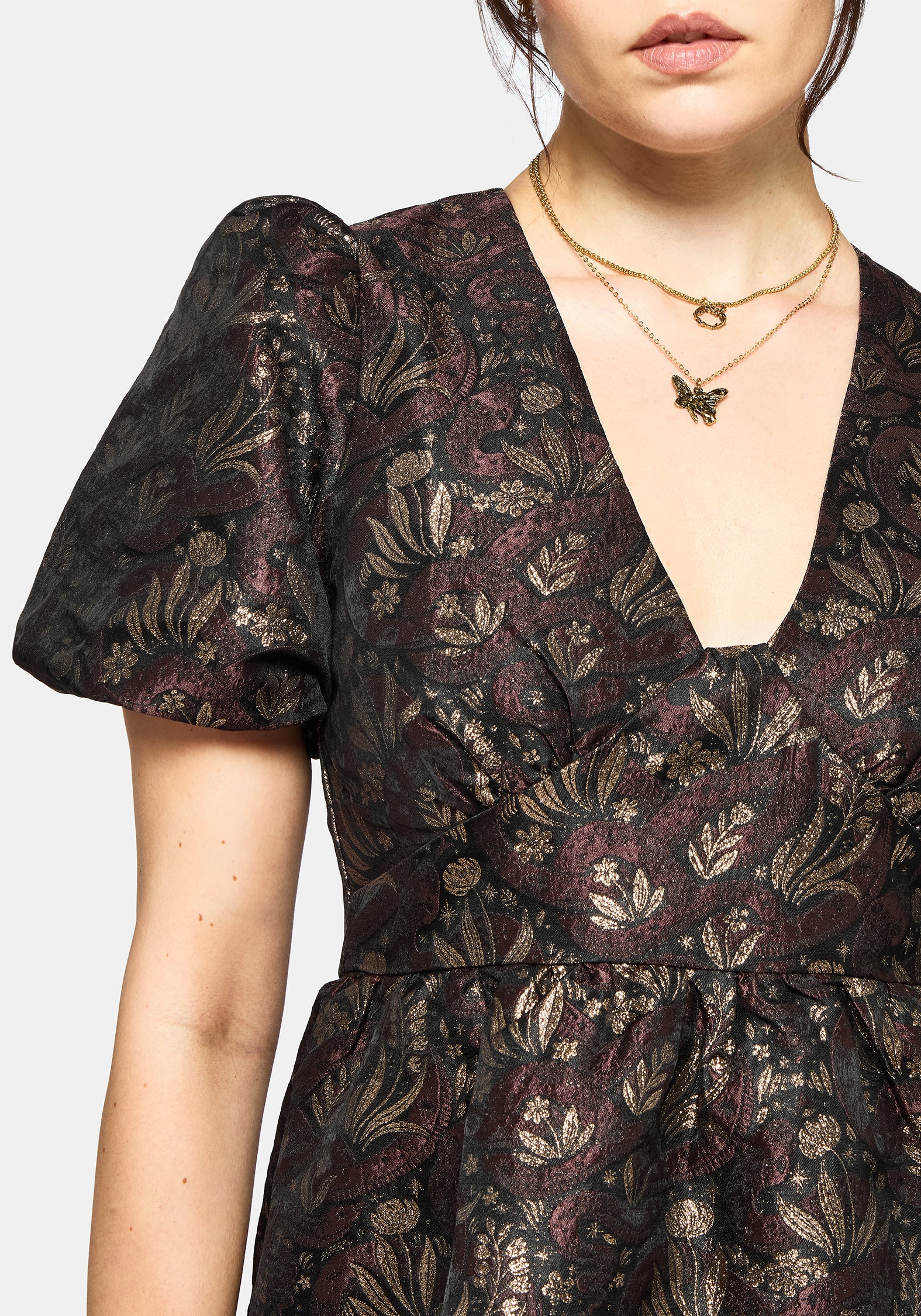 Rena Snake Jacquard Mini Dress - Brown - Image 2