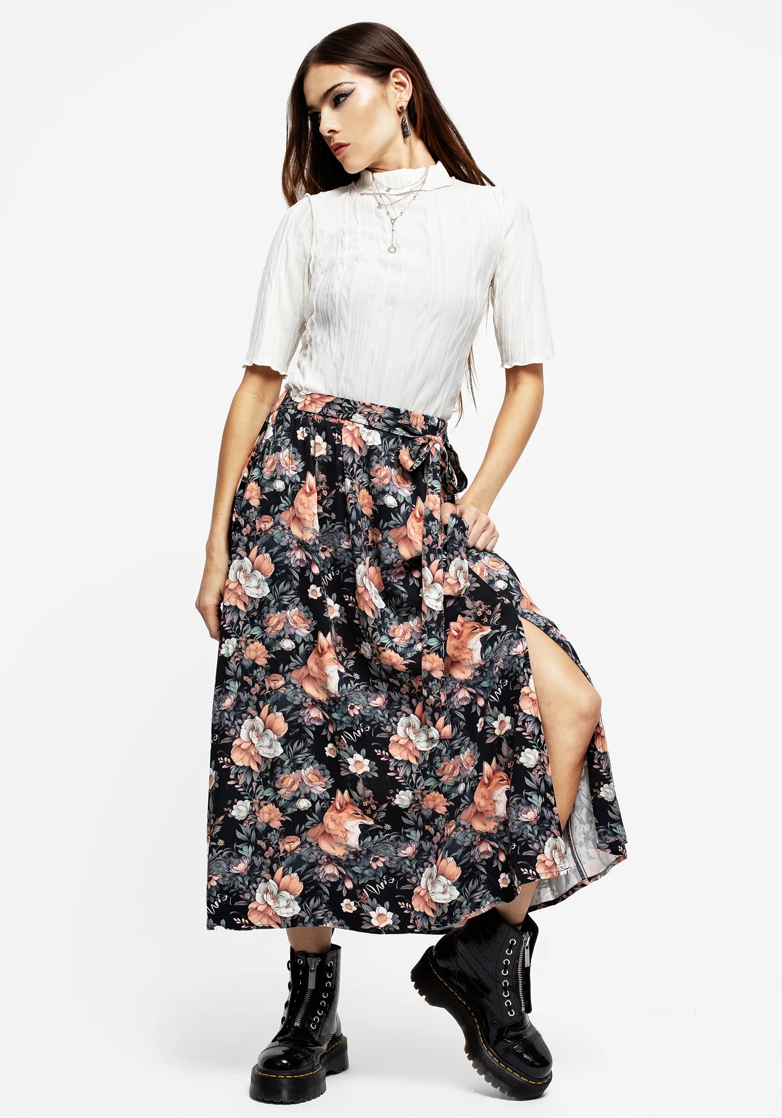Reynard Fox Floral Print Midi Skirt - Image 4
