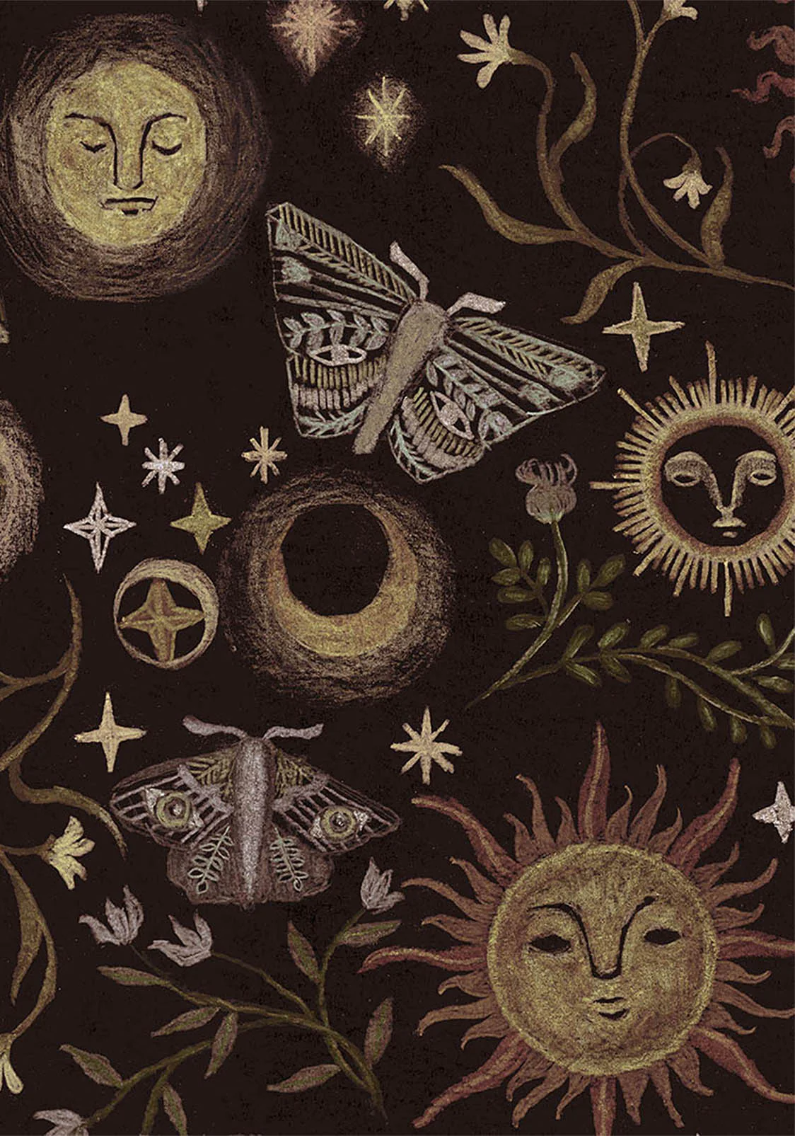 Rhea Cotton Blend Moth and Moon Print Midaxi Skirt - Image 8