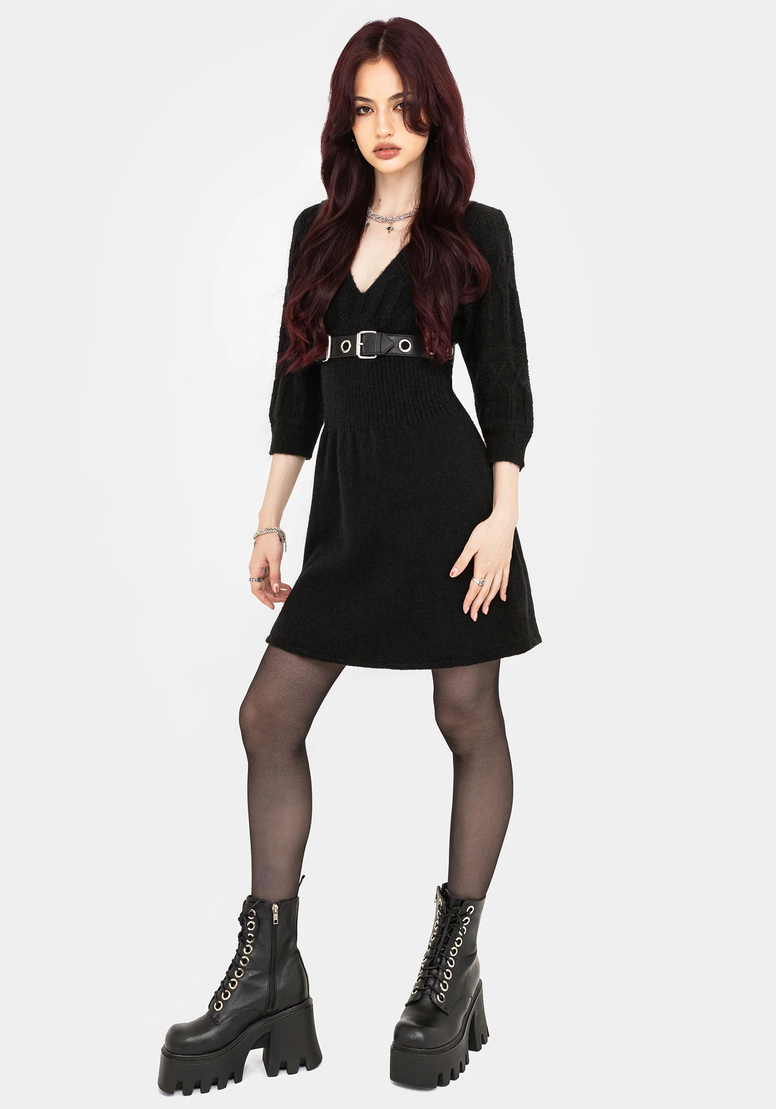 Ritual Gothic Architecture Cable Knit Mini Dress - Image 4