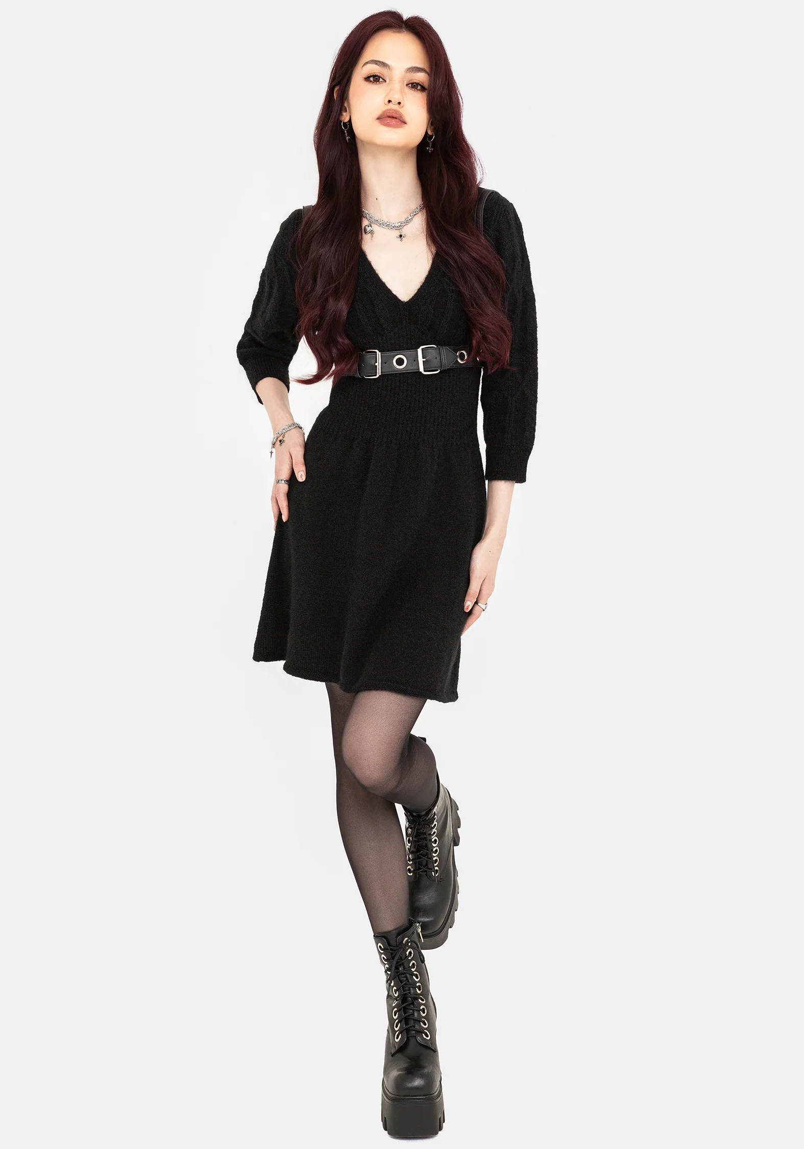 Ritual Gothic Architecture Cable Knit Mini Dress - Image 6