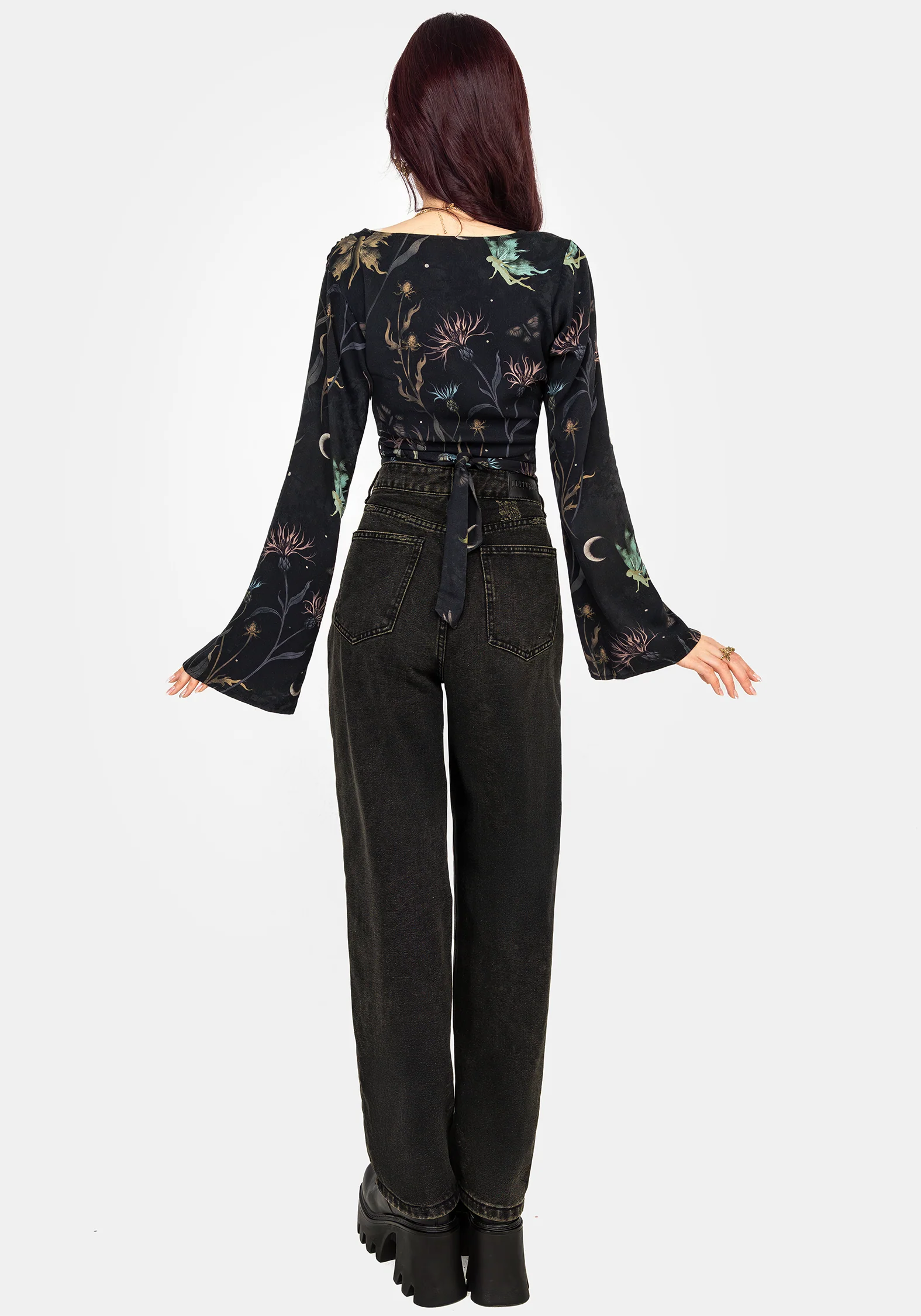 Rosanella Floral Print Flare Sleeve Wrap Top - Image 3