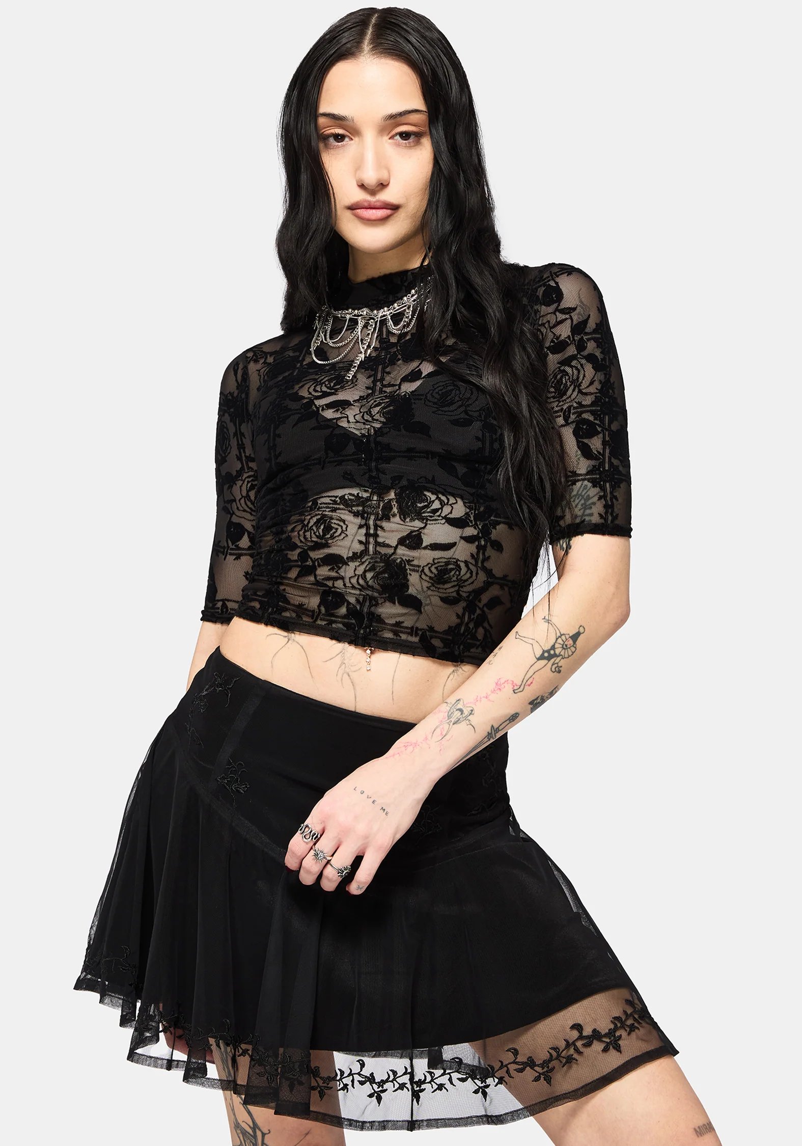 Rose Riot Flock Mesh Top