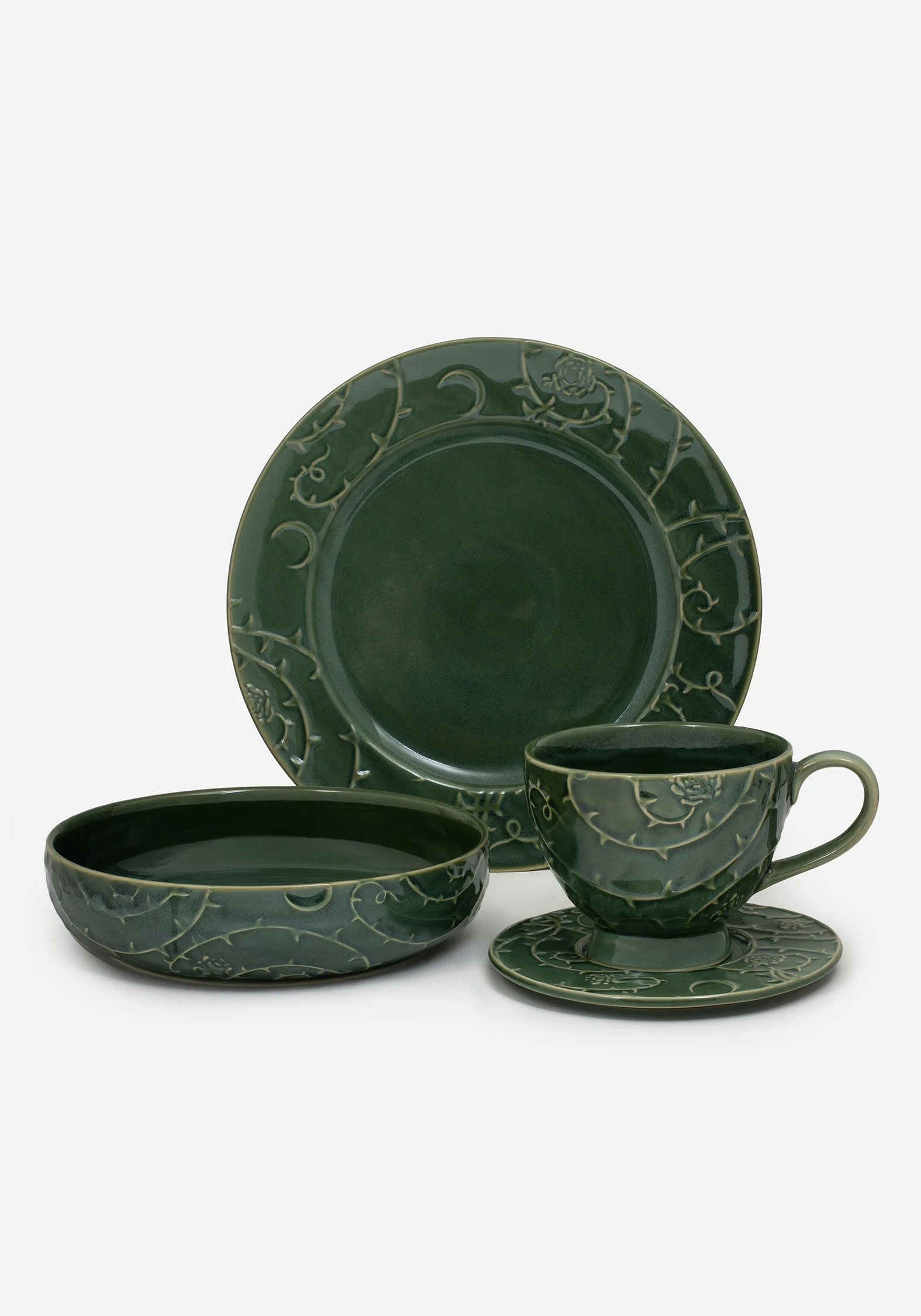 Rosethorn Floral Embossed Dinner Plate  (4 Piece Set) - Image 6