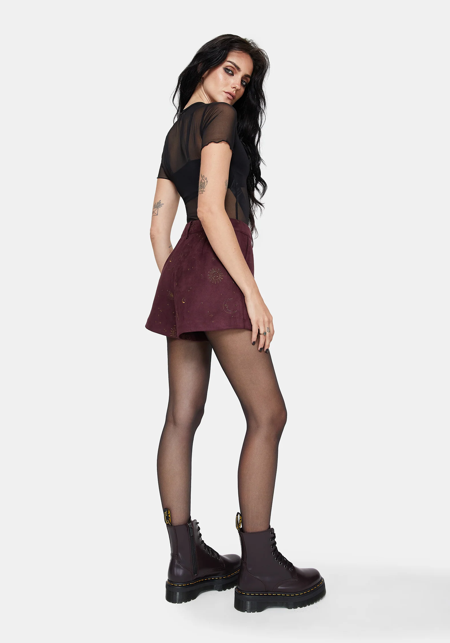 Rosia Celestial Print Suede Shorts - Image 3