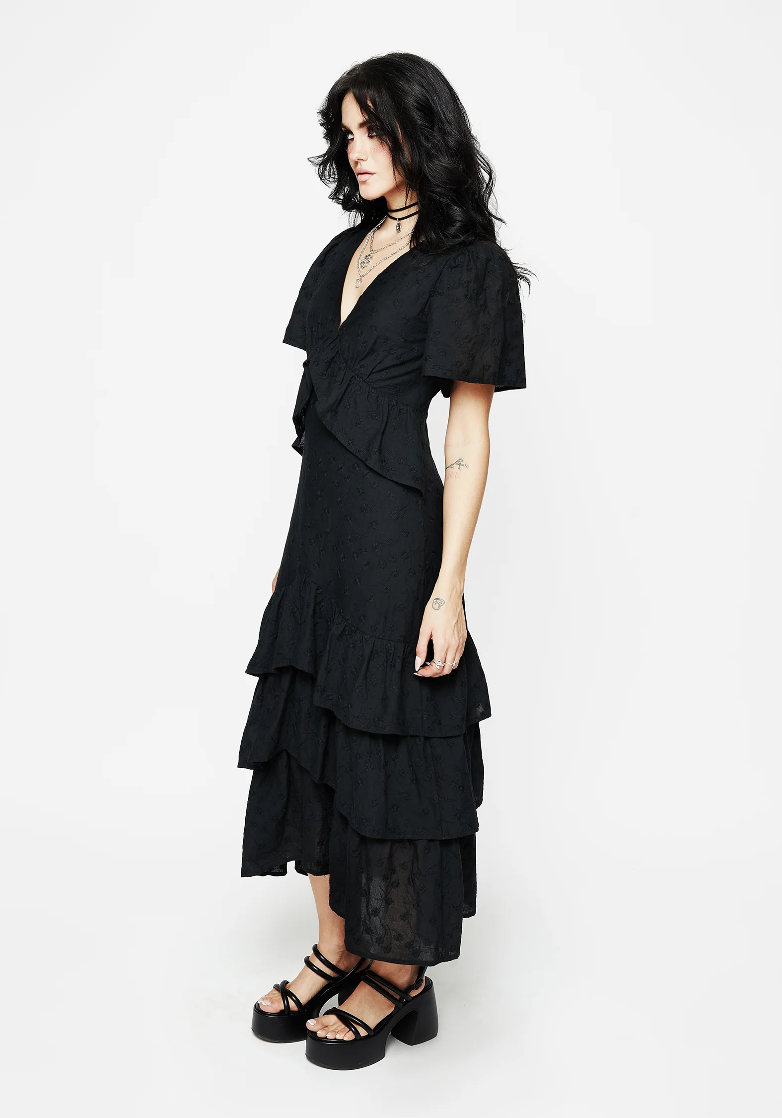 Rowena Peplum Tiered Midaxi Dress - Image 5