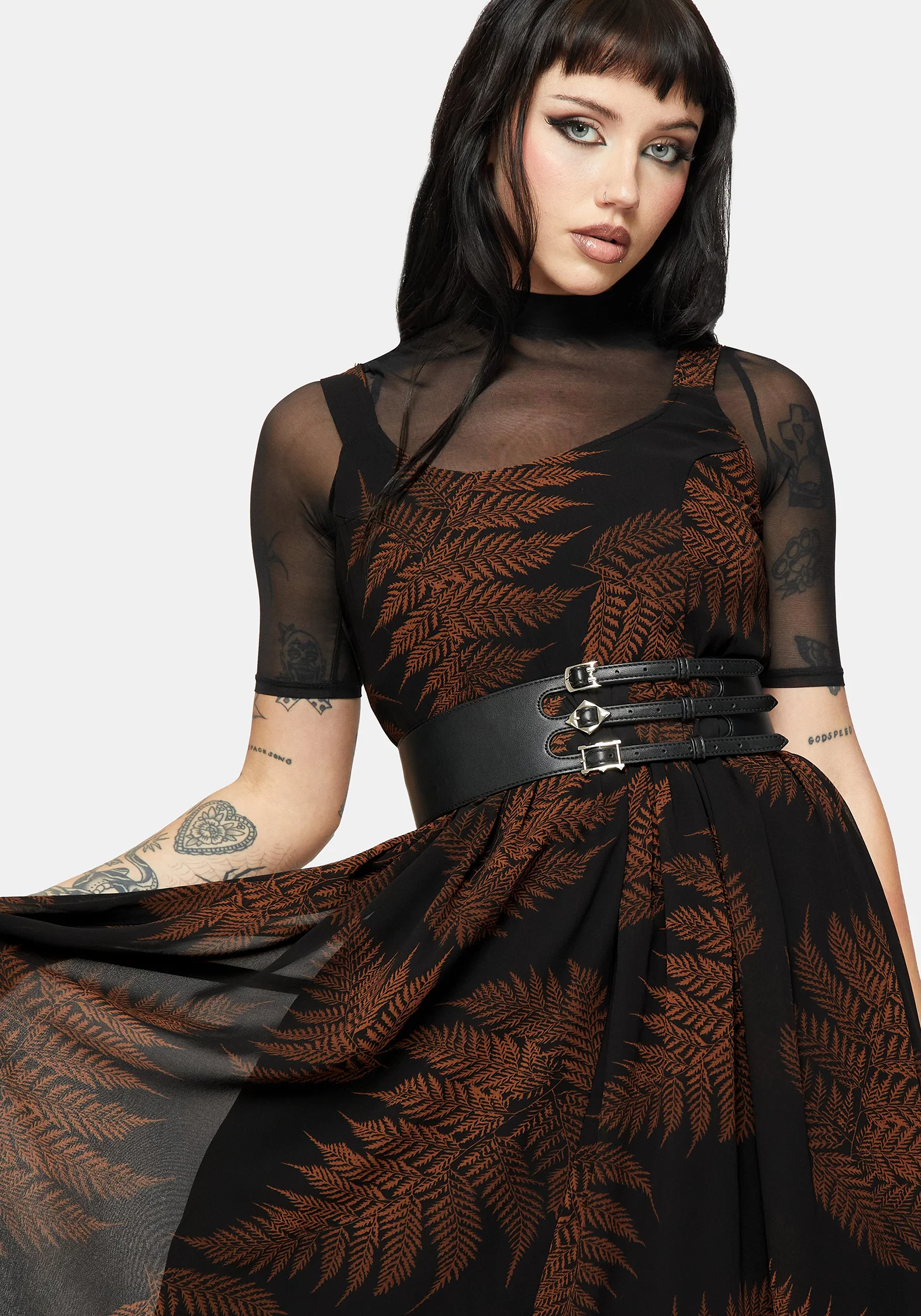 Ruin Fern Chiffon Handerkerchief Hem Midaxi Dress - Image 2