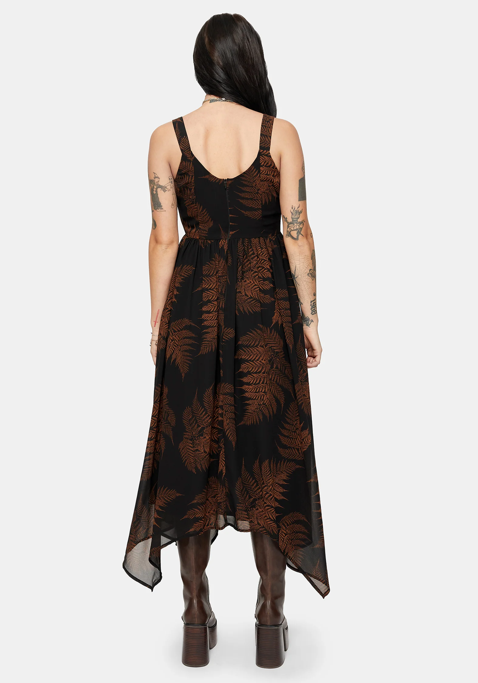 Ruin Fern Chiffon Handerkerchief Hem Midaxi Dress - Image 3