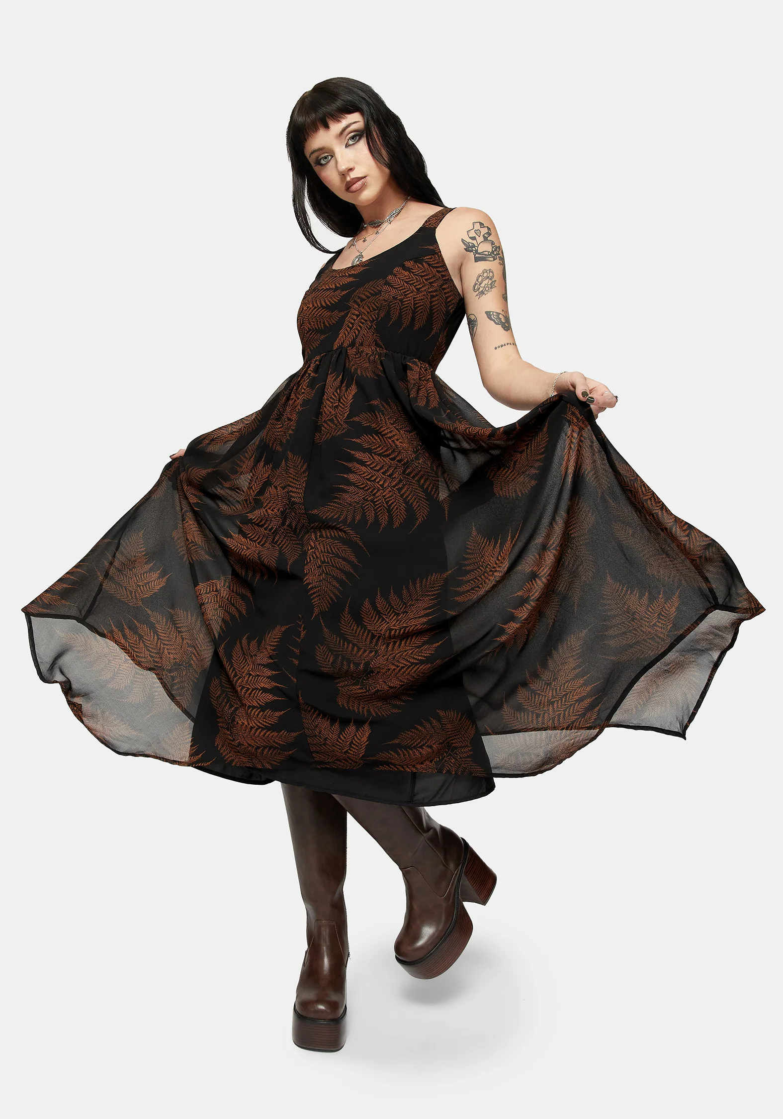 Ruin Fern Chiffon Handerkerchief Hem Midaxi Dress - Image 4