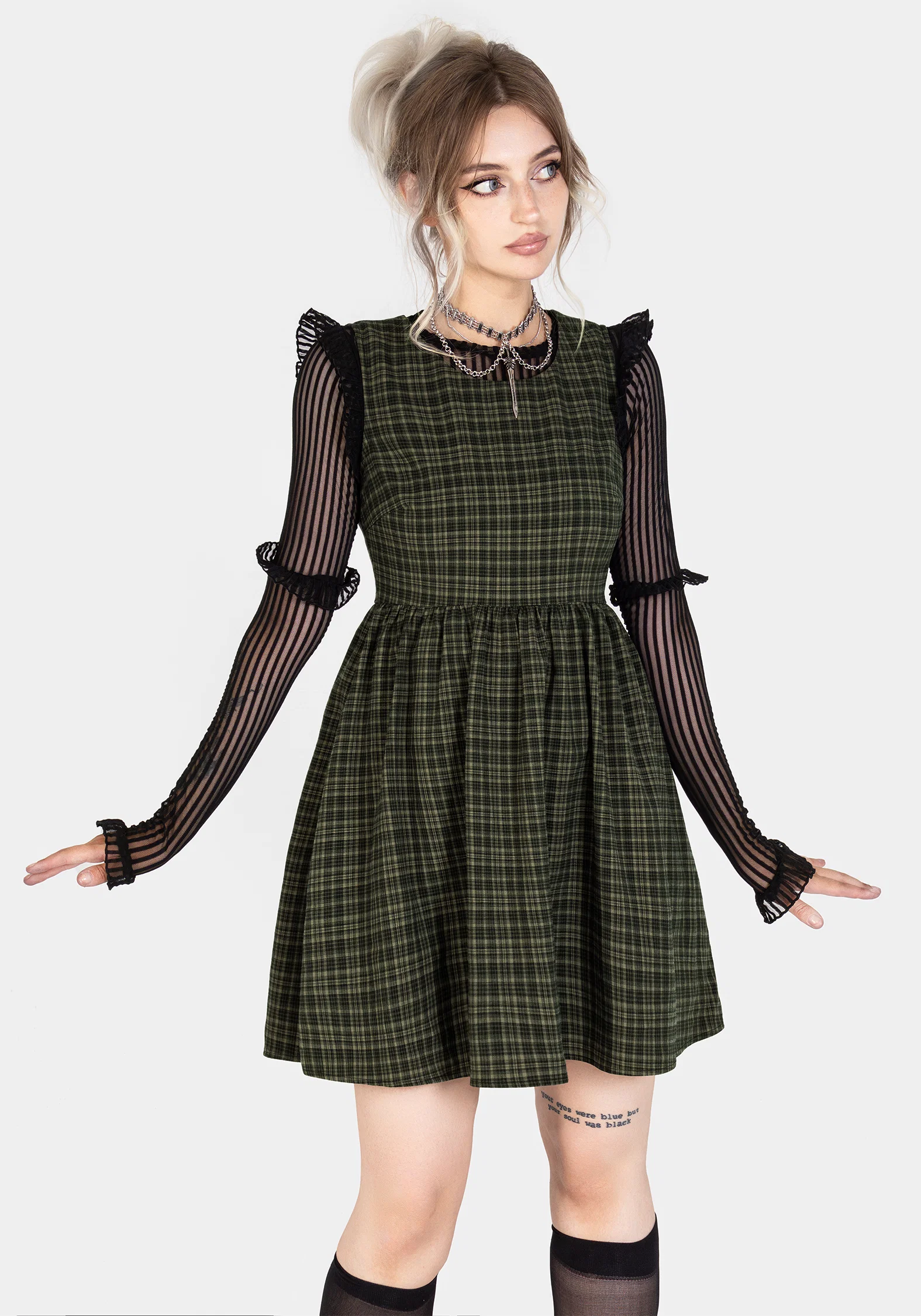 Sabine Check Mini Skater Dress - Image 2