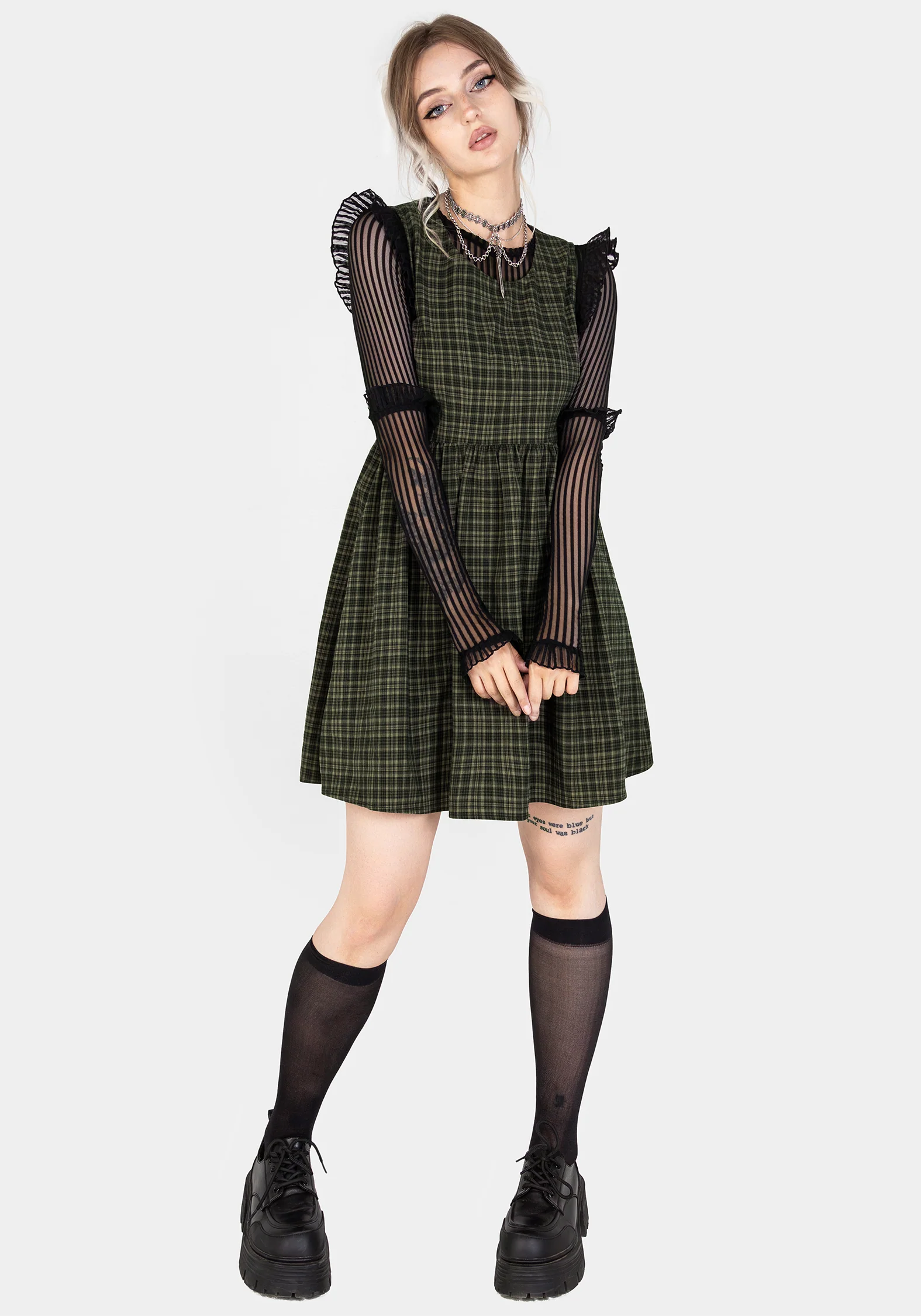 Sabine Check Mini Skater Dress - Image 6