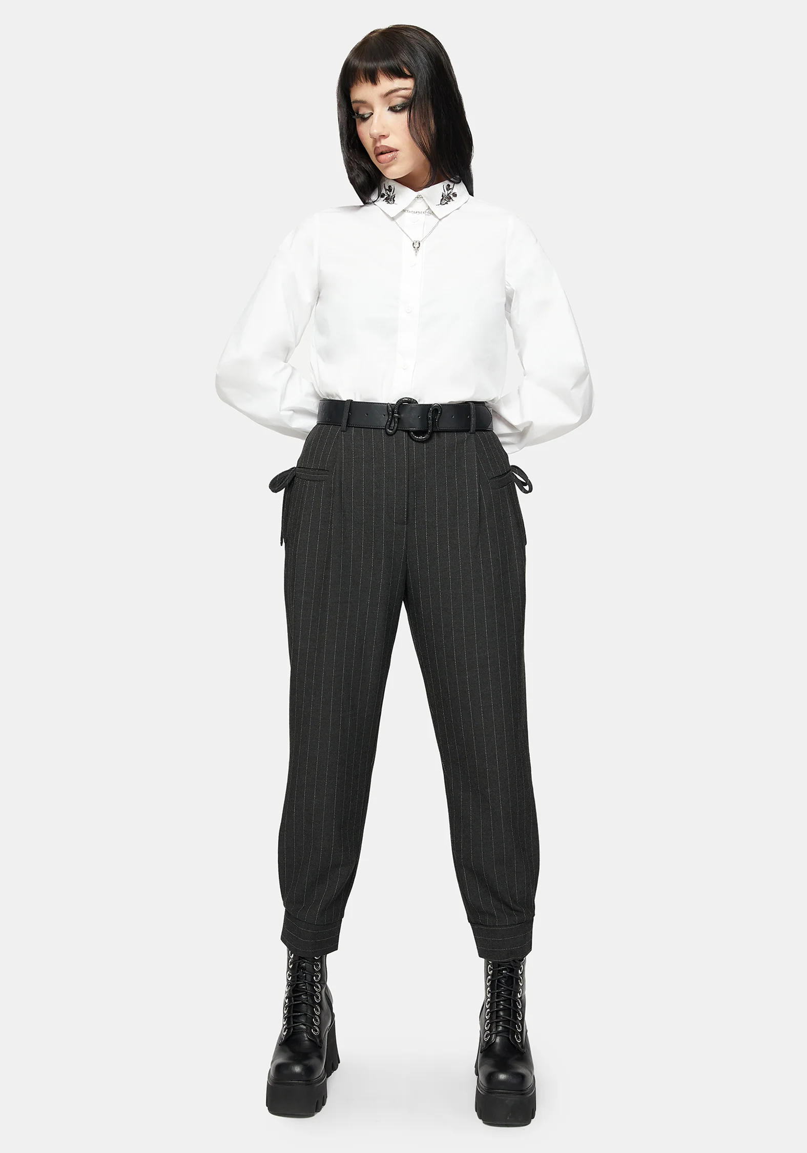 Sabrina Pinstripe Bow Detail Trouser - Image 4