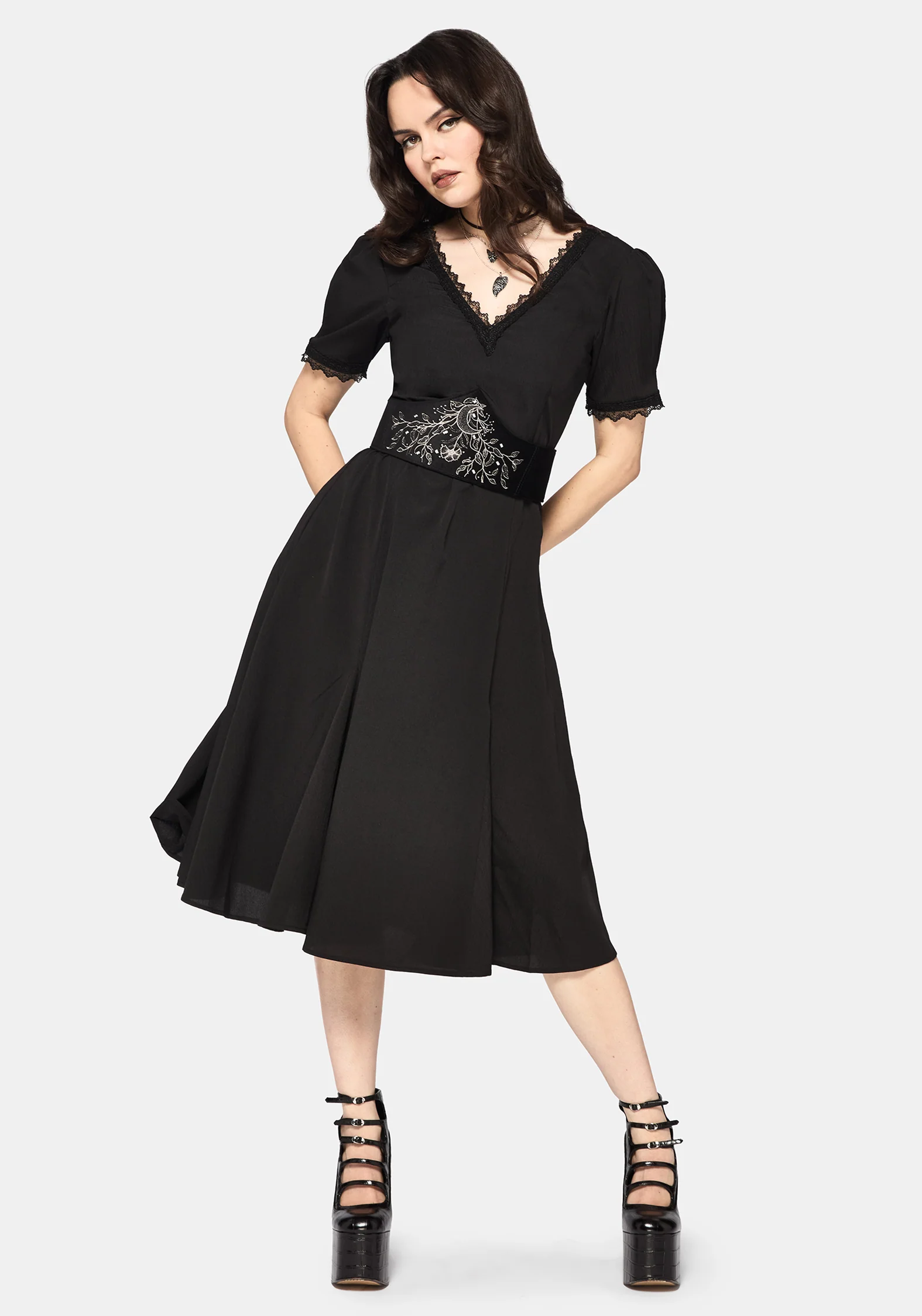 Sanzia Tie Back Lace Midi Dress - Image 6