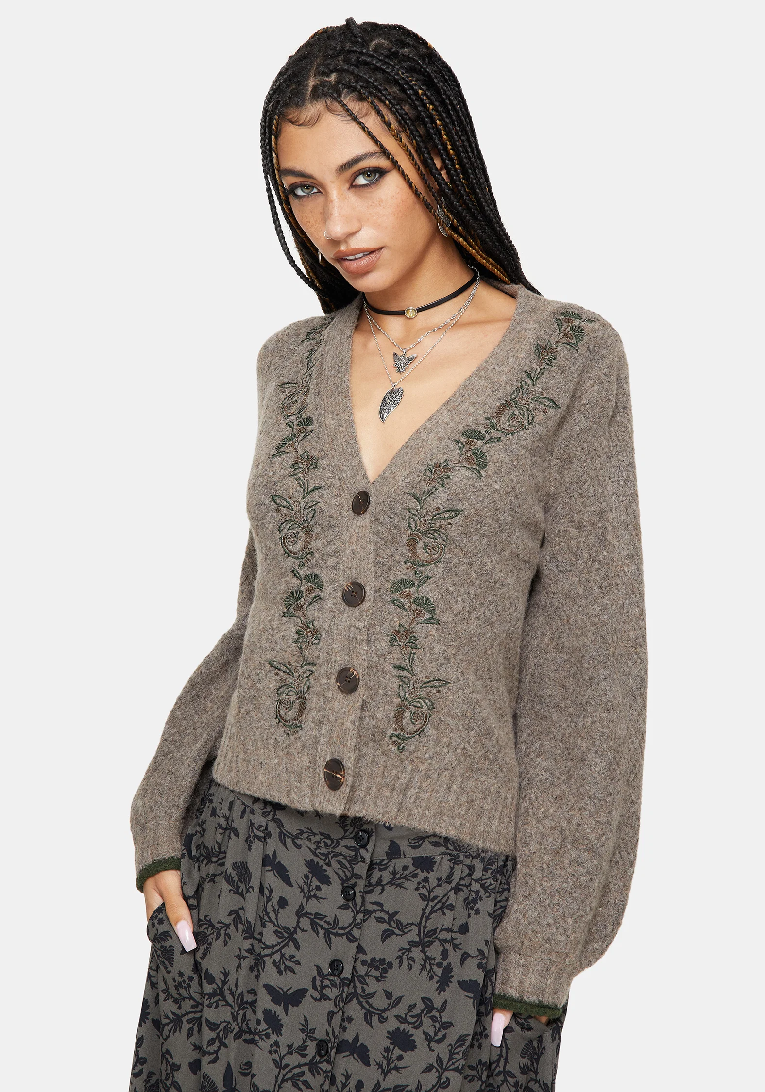 Sao Thistle Embroidered Knit Cardigan - Image 4
