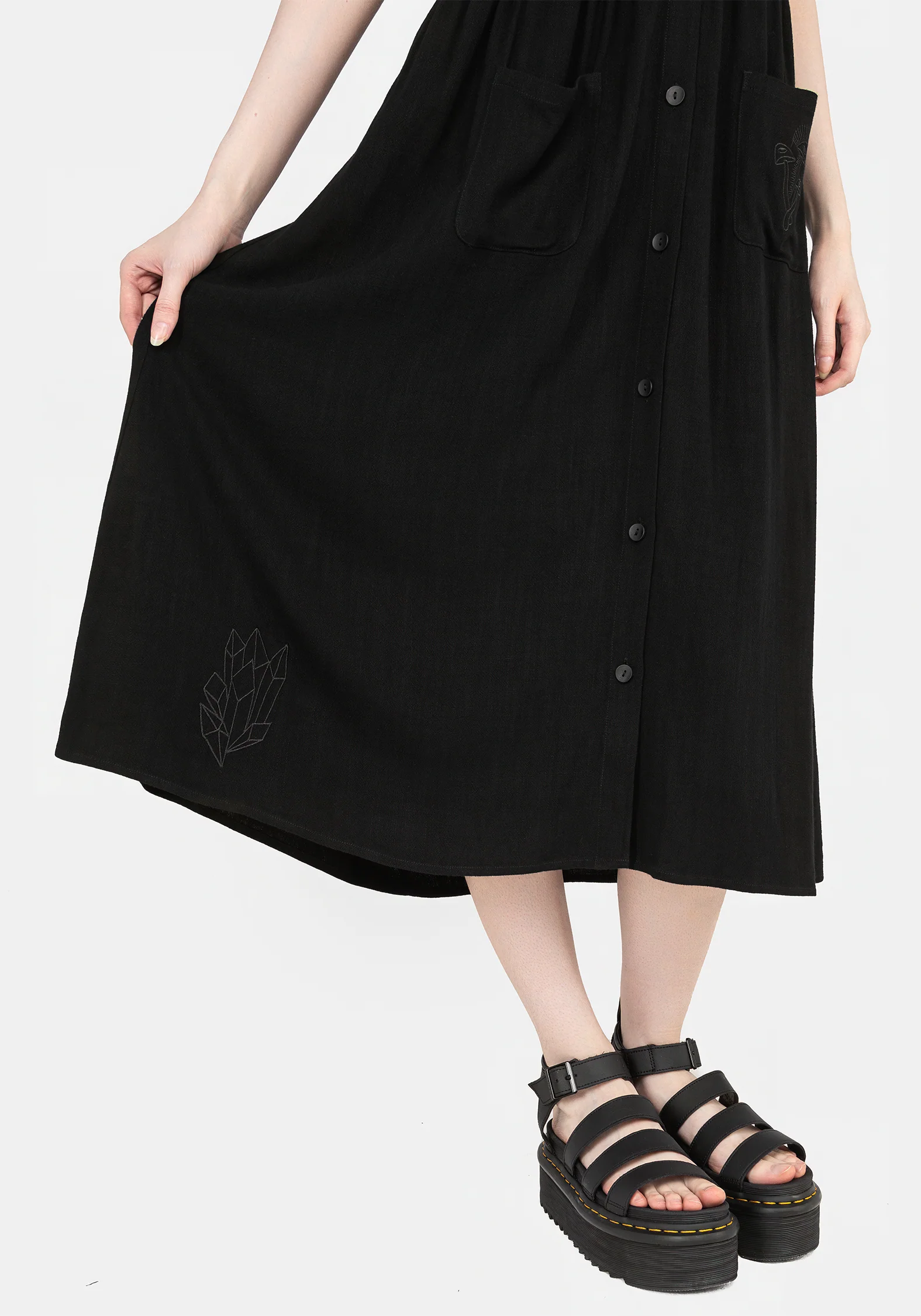 Scutellaria Embroidered Button Up Midi Dress - Image 7