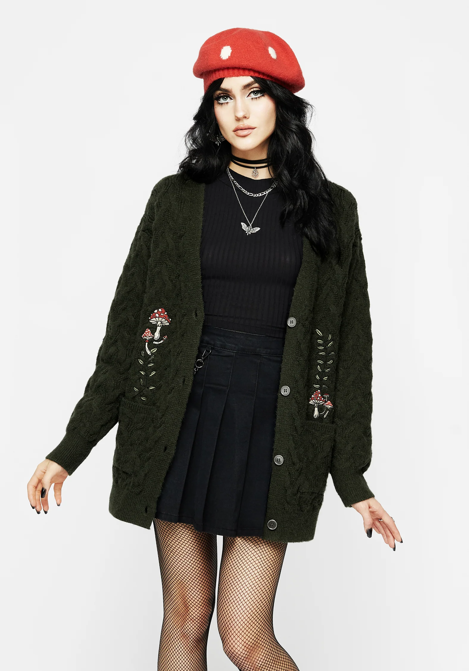 Seelie Embroidered Cable Knit Cardigan - Image 4