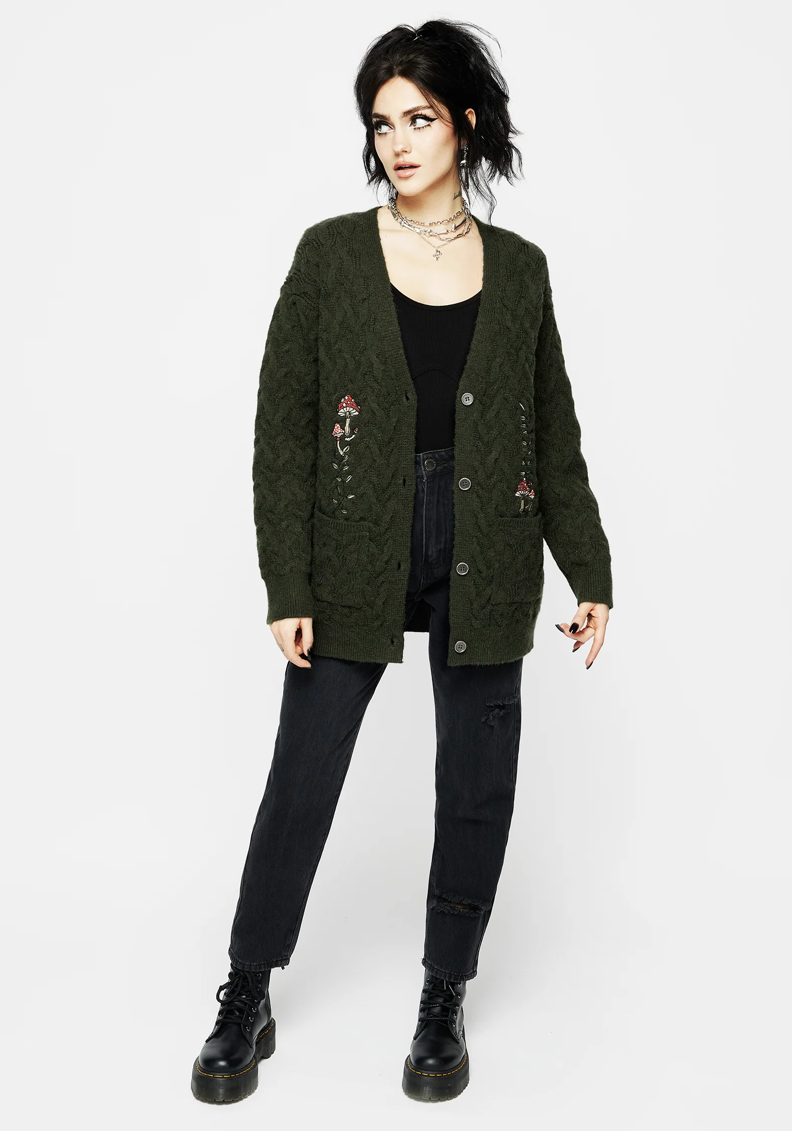 Seelie Embroidered Cable Knit Cardigan - Image 5
