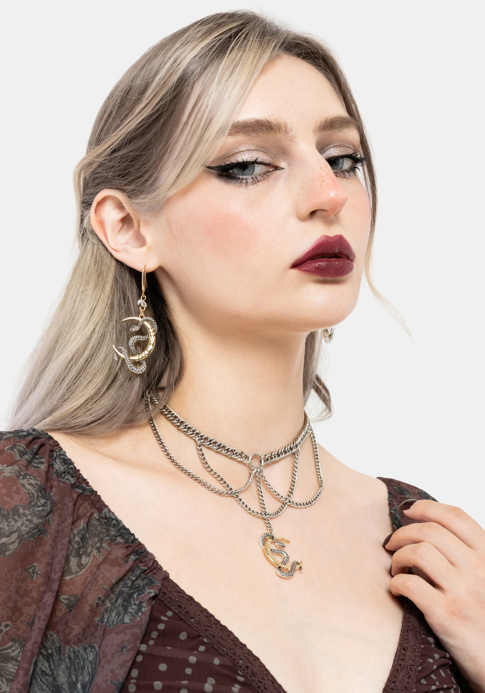 Selendra Snake & Moon Earrings - Image 5