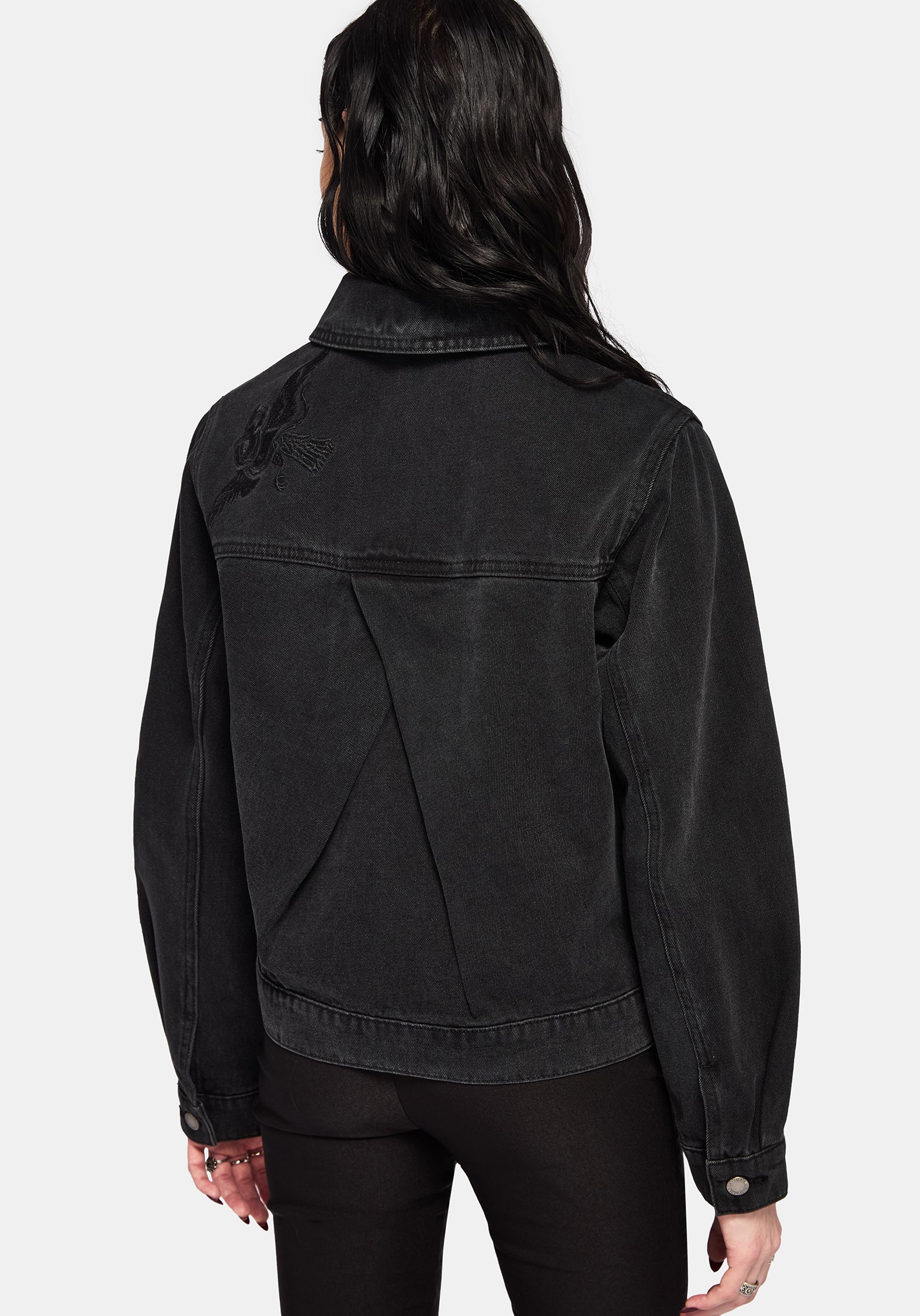 Selin Embroidered Boxy Denim Jacket - Image 3