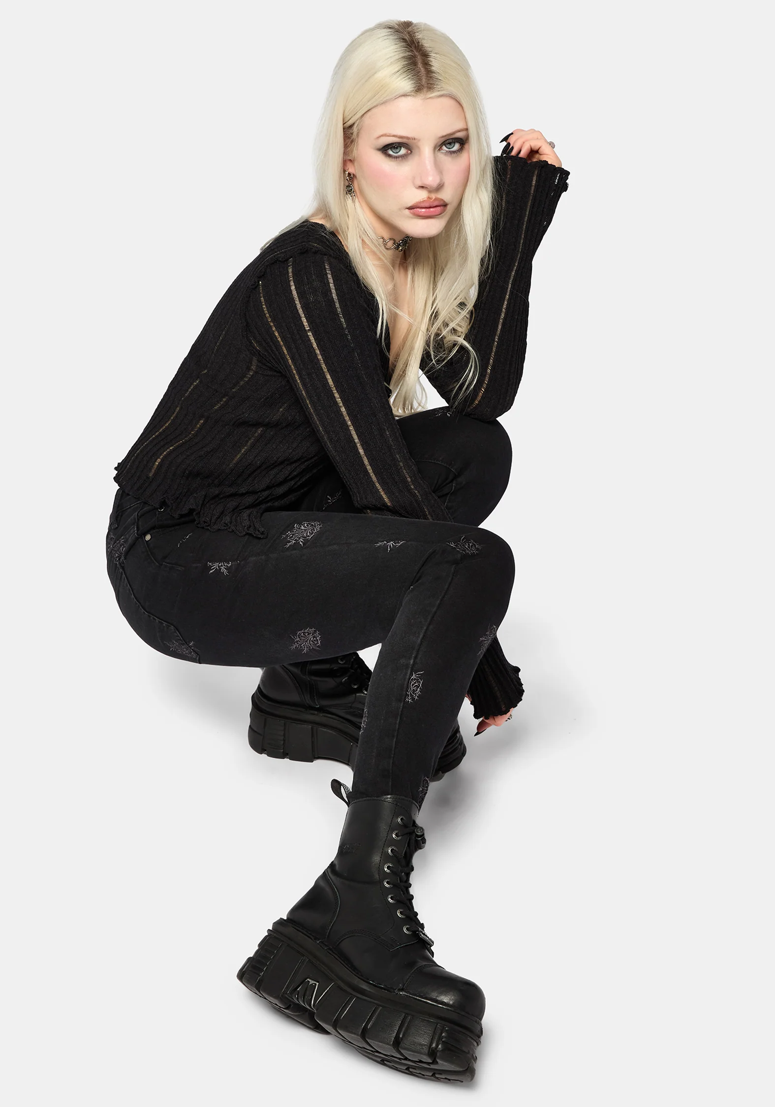 Selin Embroidered Denim Skinny Jean - Image 5