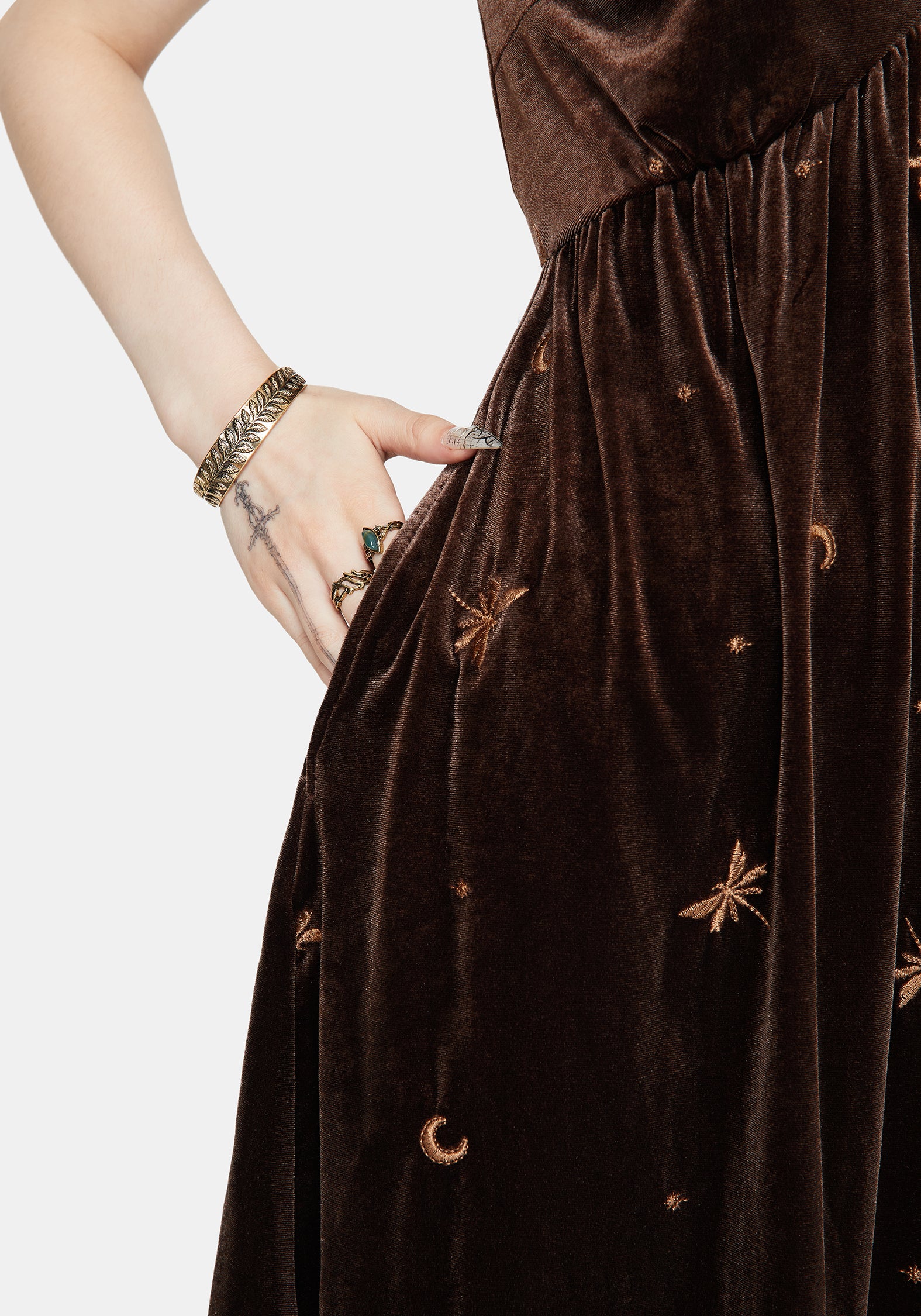 Seraphine Dragonfly Embroidered Velour Mini Dress - Image 2