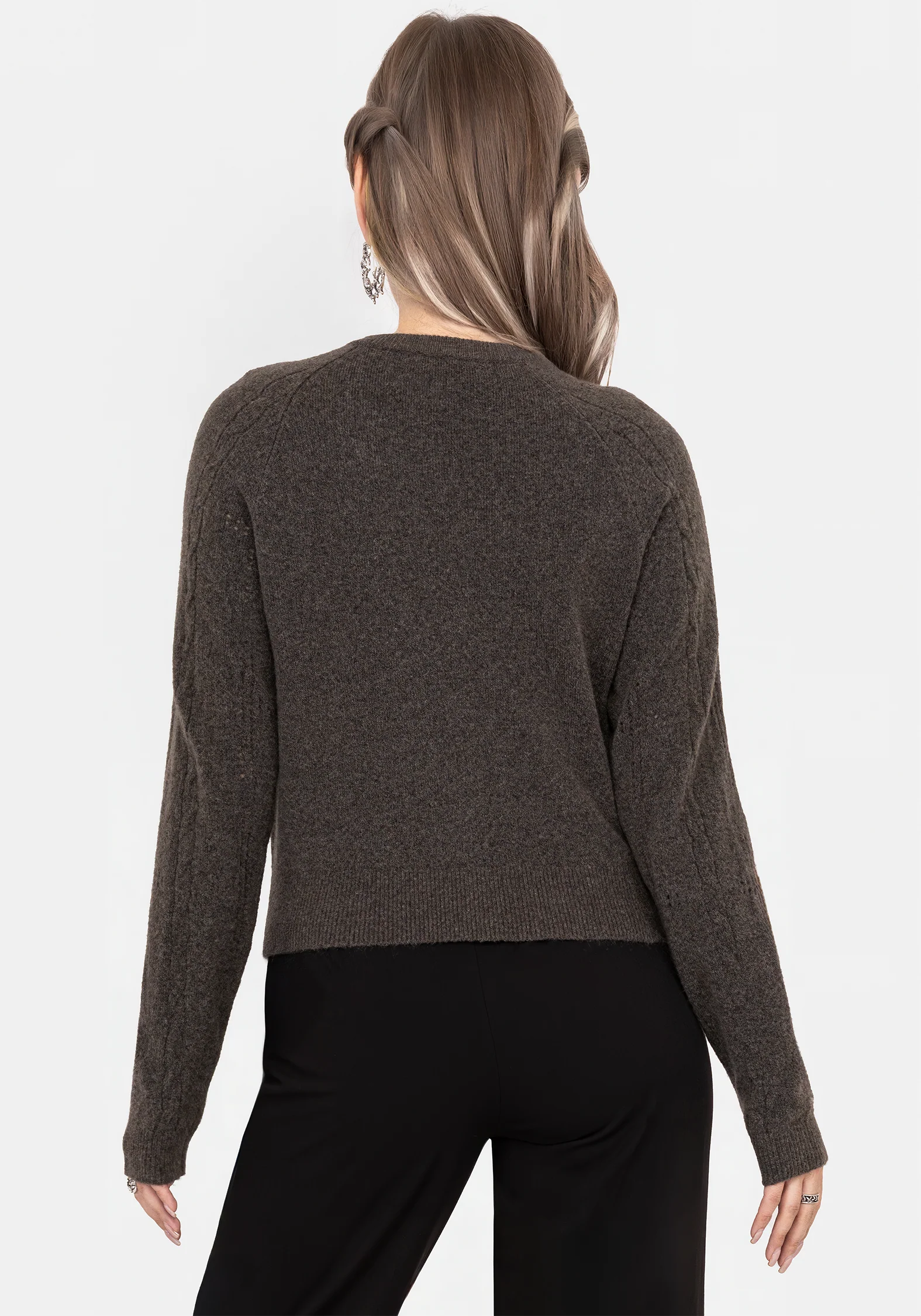 Serena Cross Pointelle Button Down Knit Cardigan - Image 3